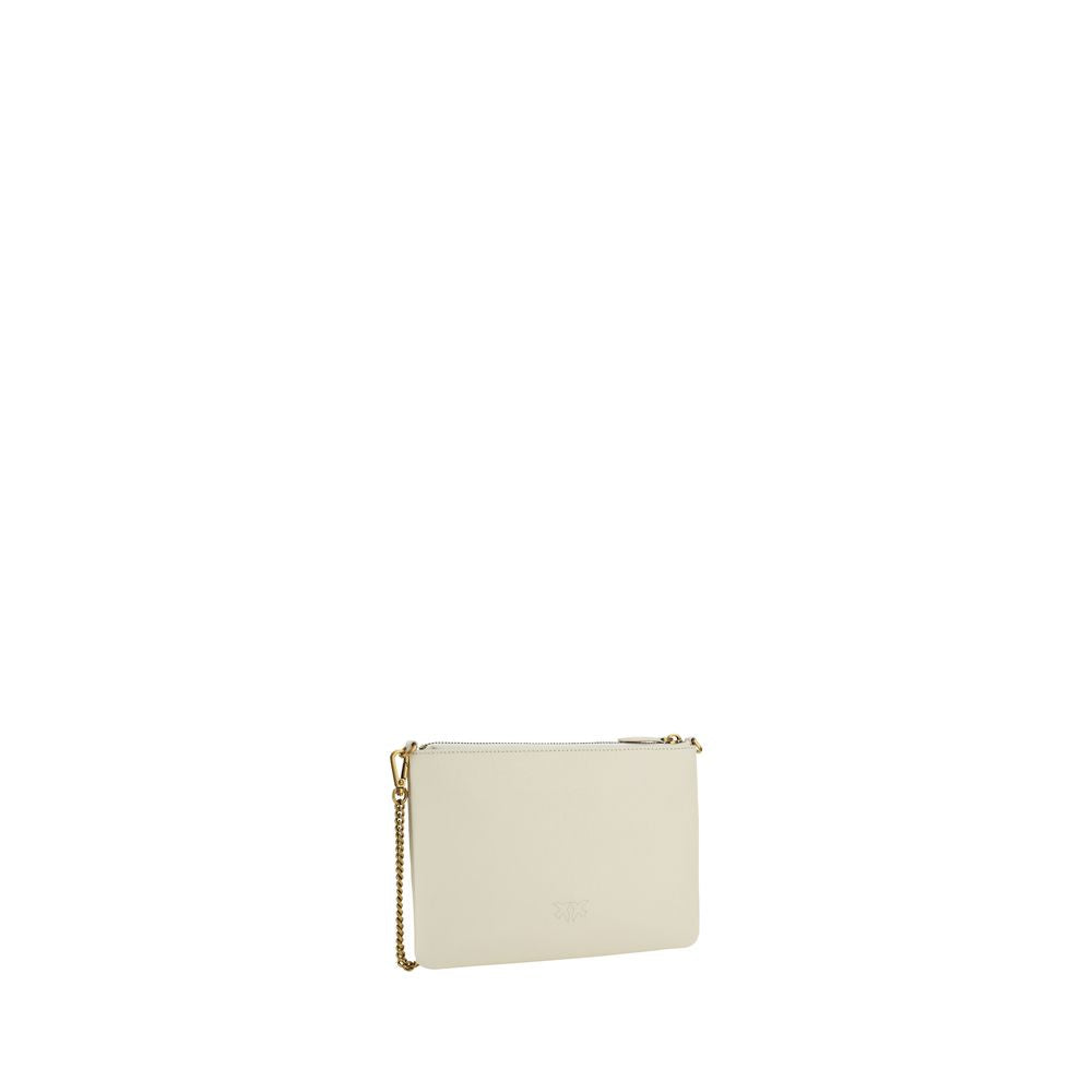 Pinko Cream Calfskin Shoulder Clutch