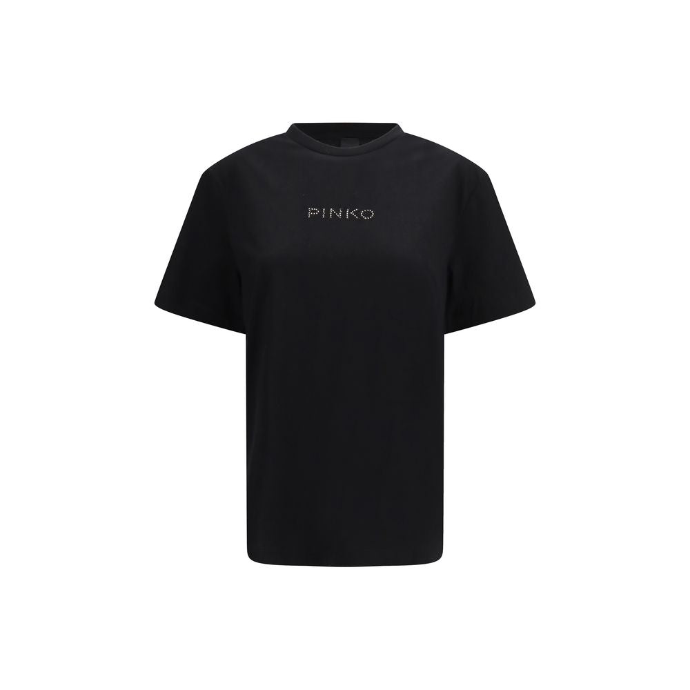 Pinko Black Cotton Rhinestone T-Shirt