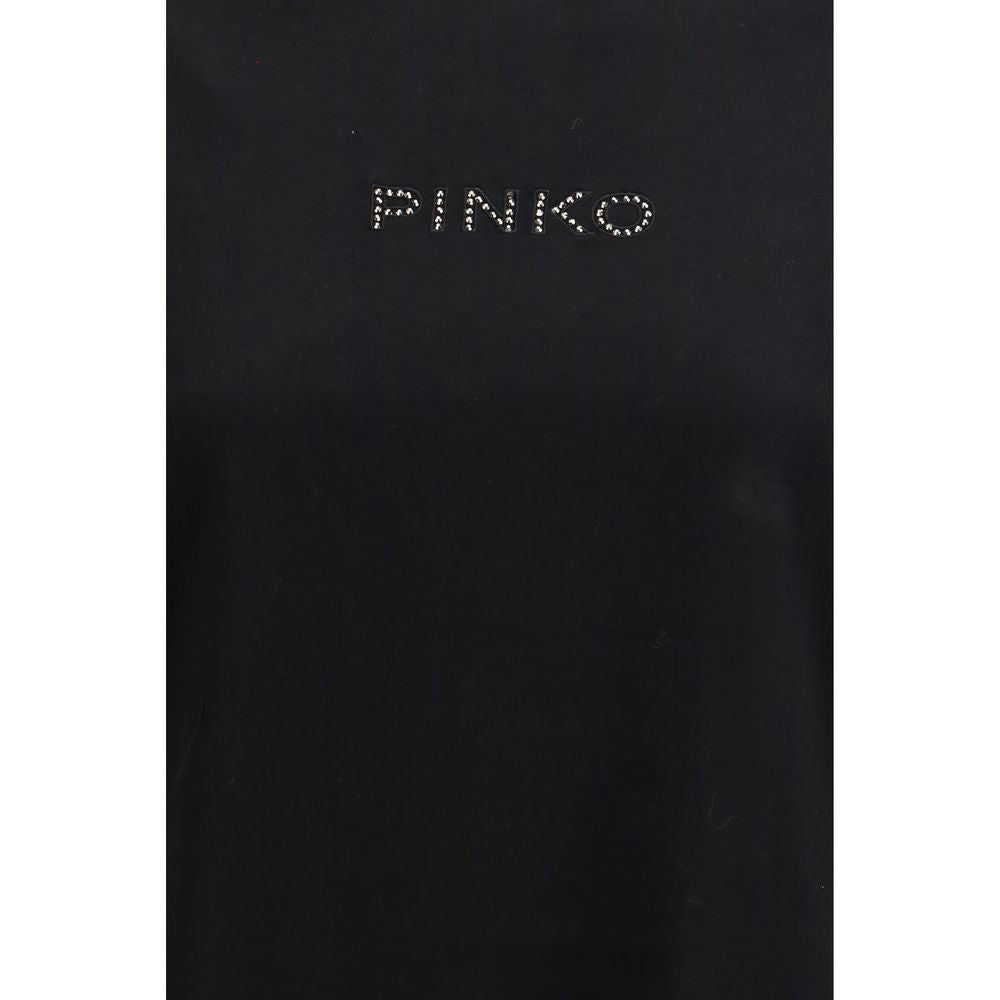 Pinko Black Cotton Rhinestone T-Shirt
