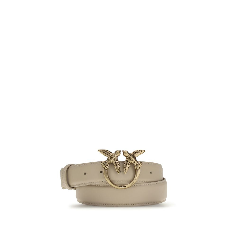 PINKO loveberrylederriem beige kalfsleer liefdesvogels riem