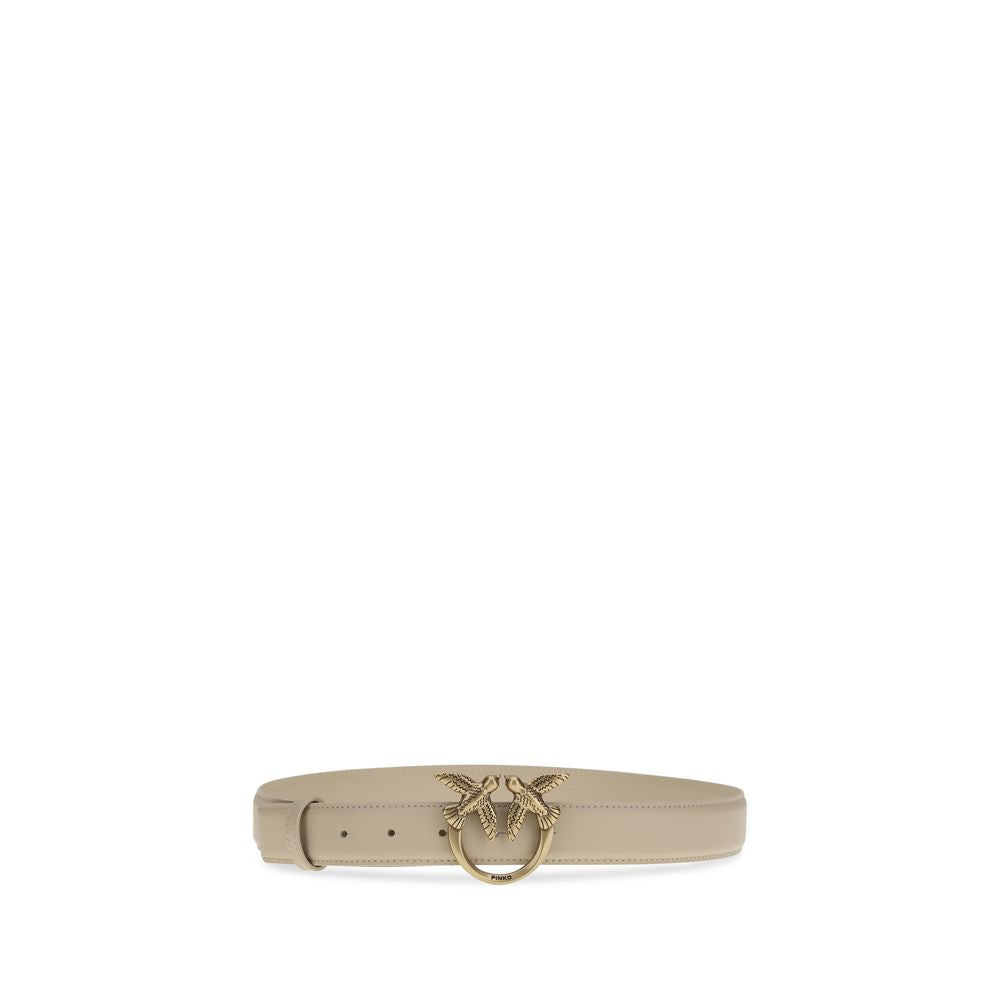 PINKO loveberrylederriem beige kalfsleer liefdesvogels riem