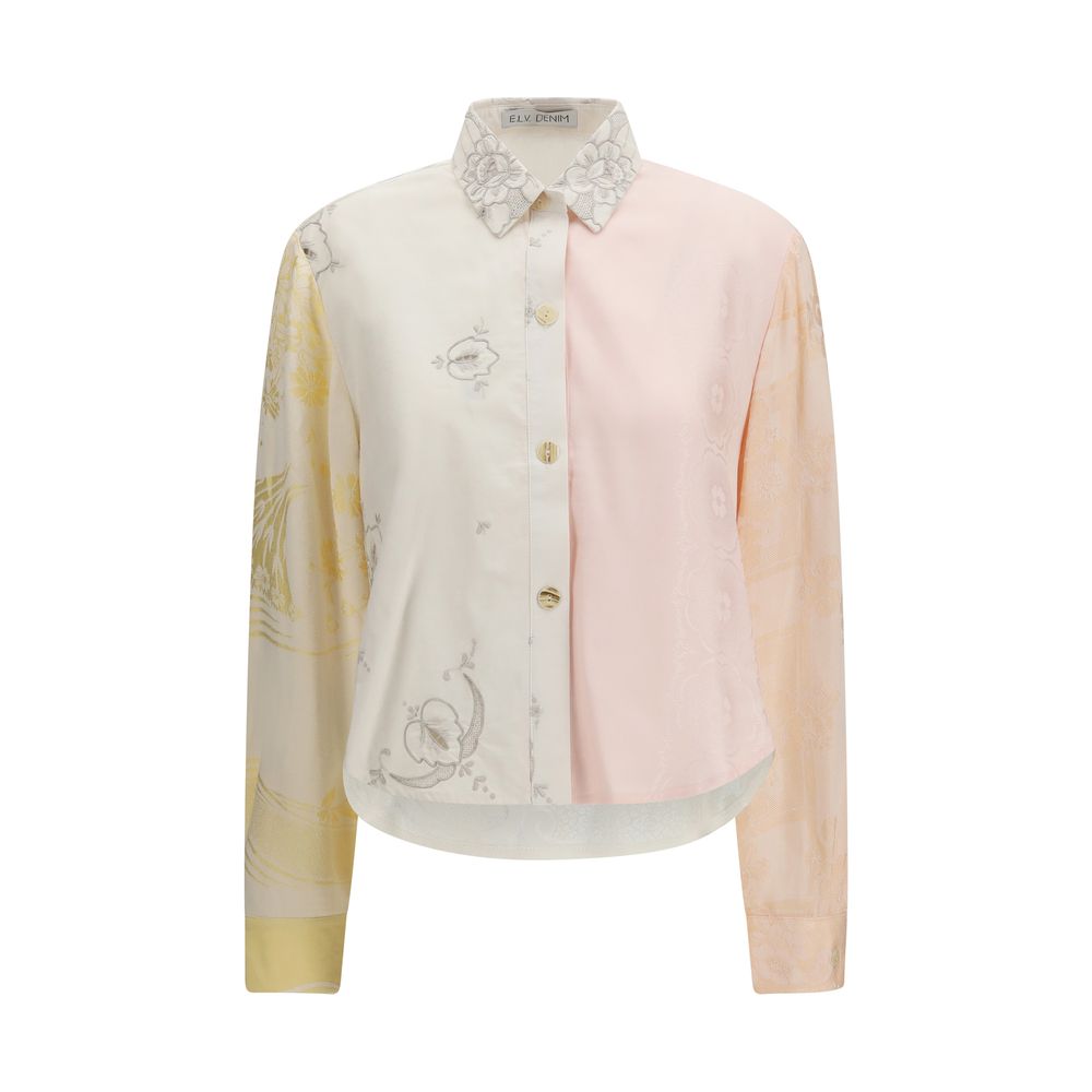 E.L.V. DENIM multicolor katoen patroonontwerp shirt