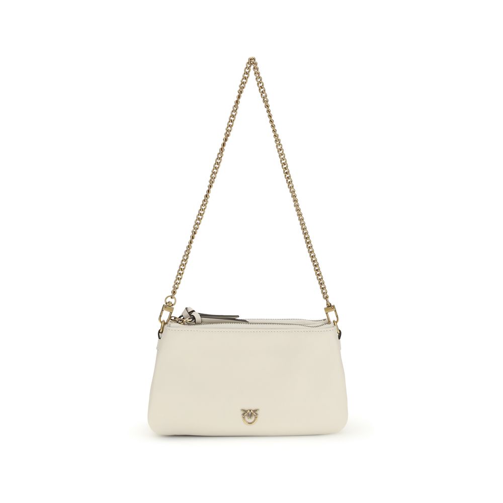 PINKO verve minidoublebag kalfsleder beige schoudertas
