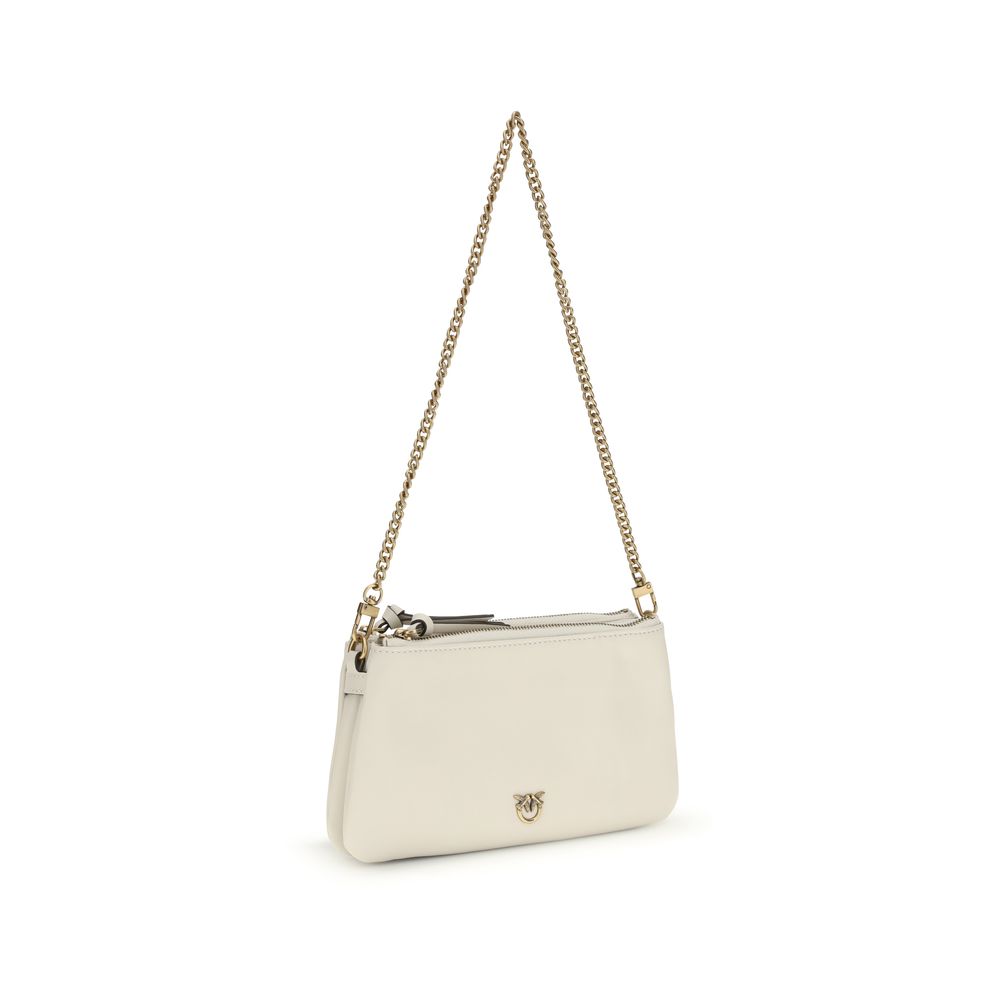 PINKO verve minidoublebag kalfsleder beige schoudertas