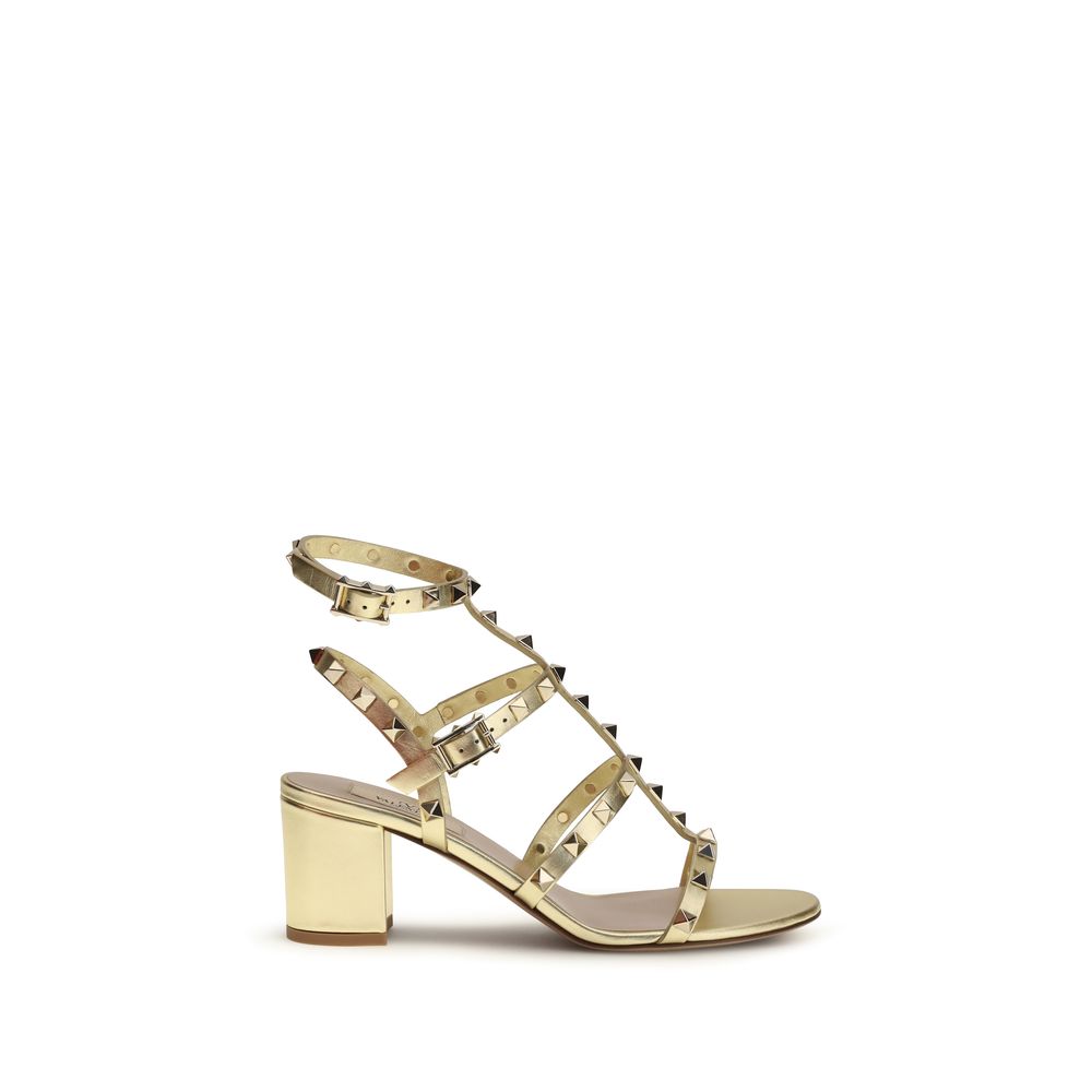 Valentino Garavani Rockstud Sandals Goudkleurig Kalfsleer