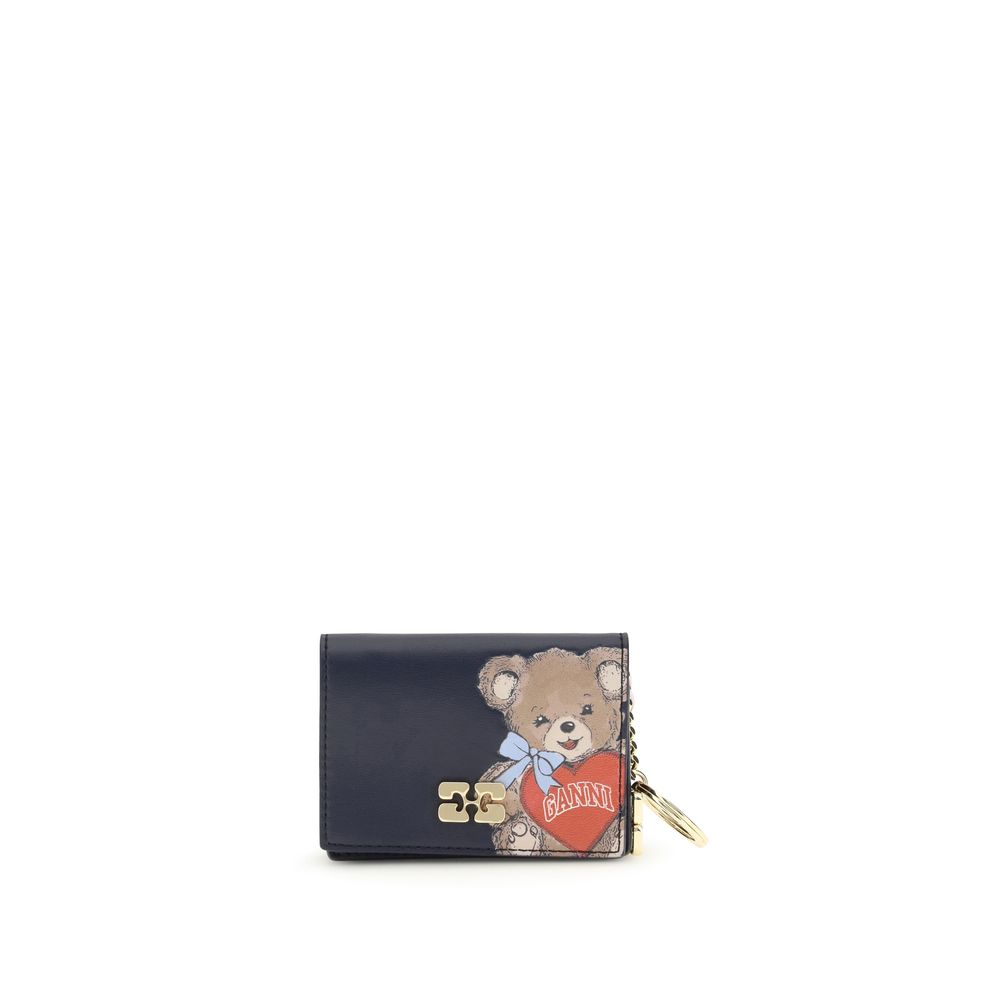 Ganni bearprint handcrafted leather wallet