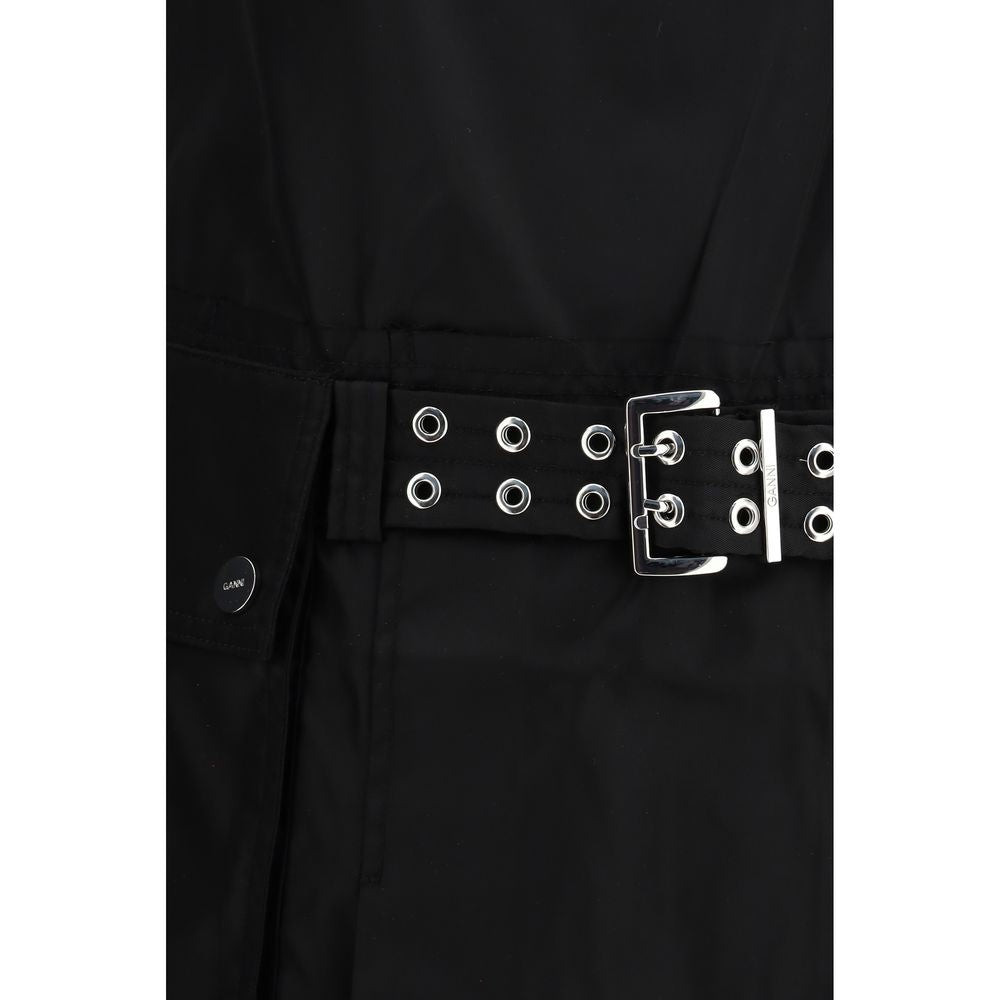 Ganni duchesse belted mini dress