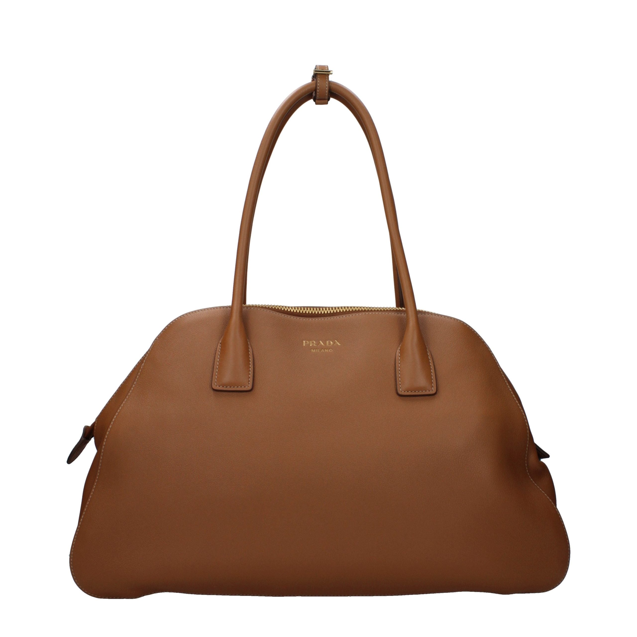 Prada Bruinleer Discreet logo Schoudertas