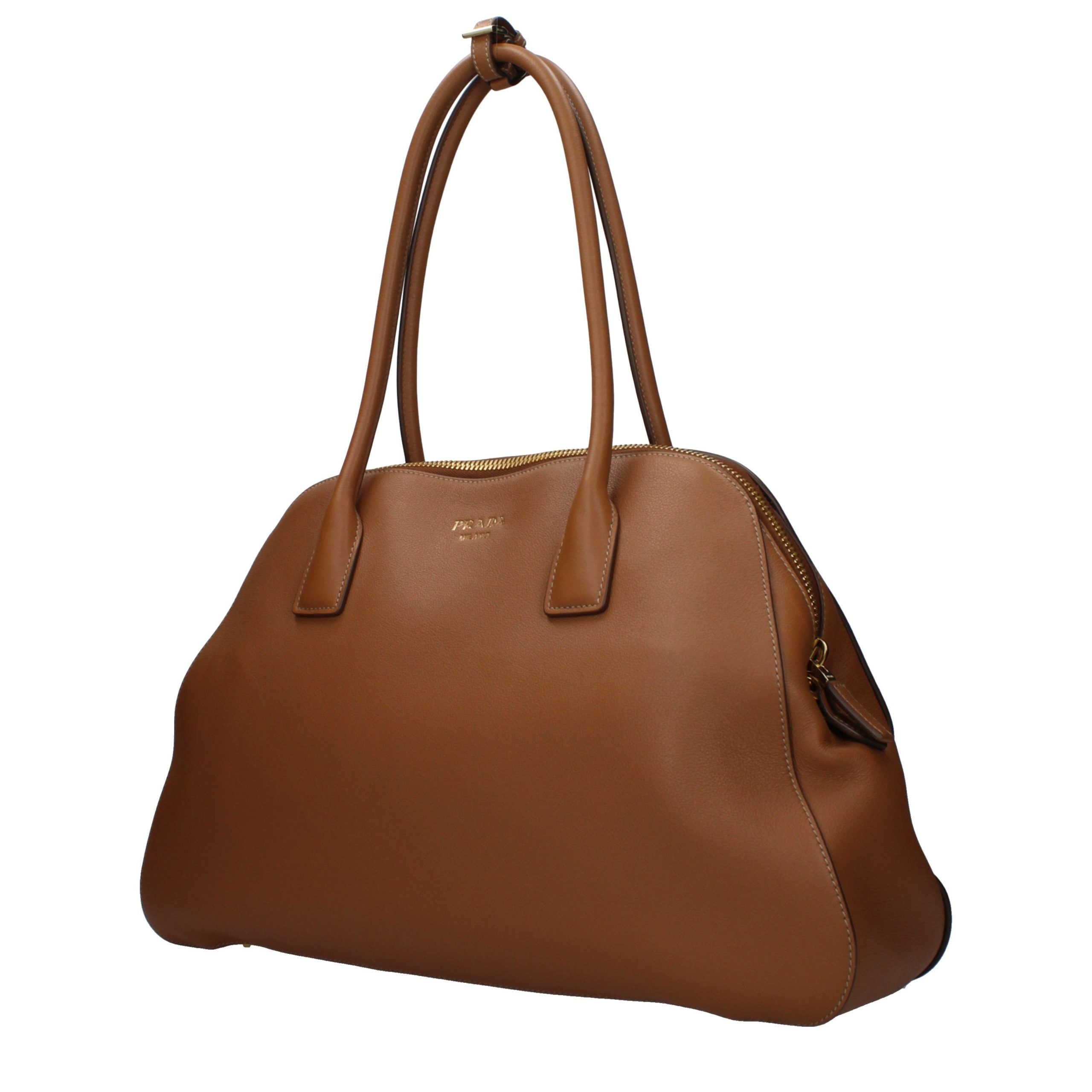Prada Bruinleer Discreet logo Schoudertas