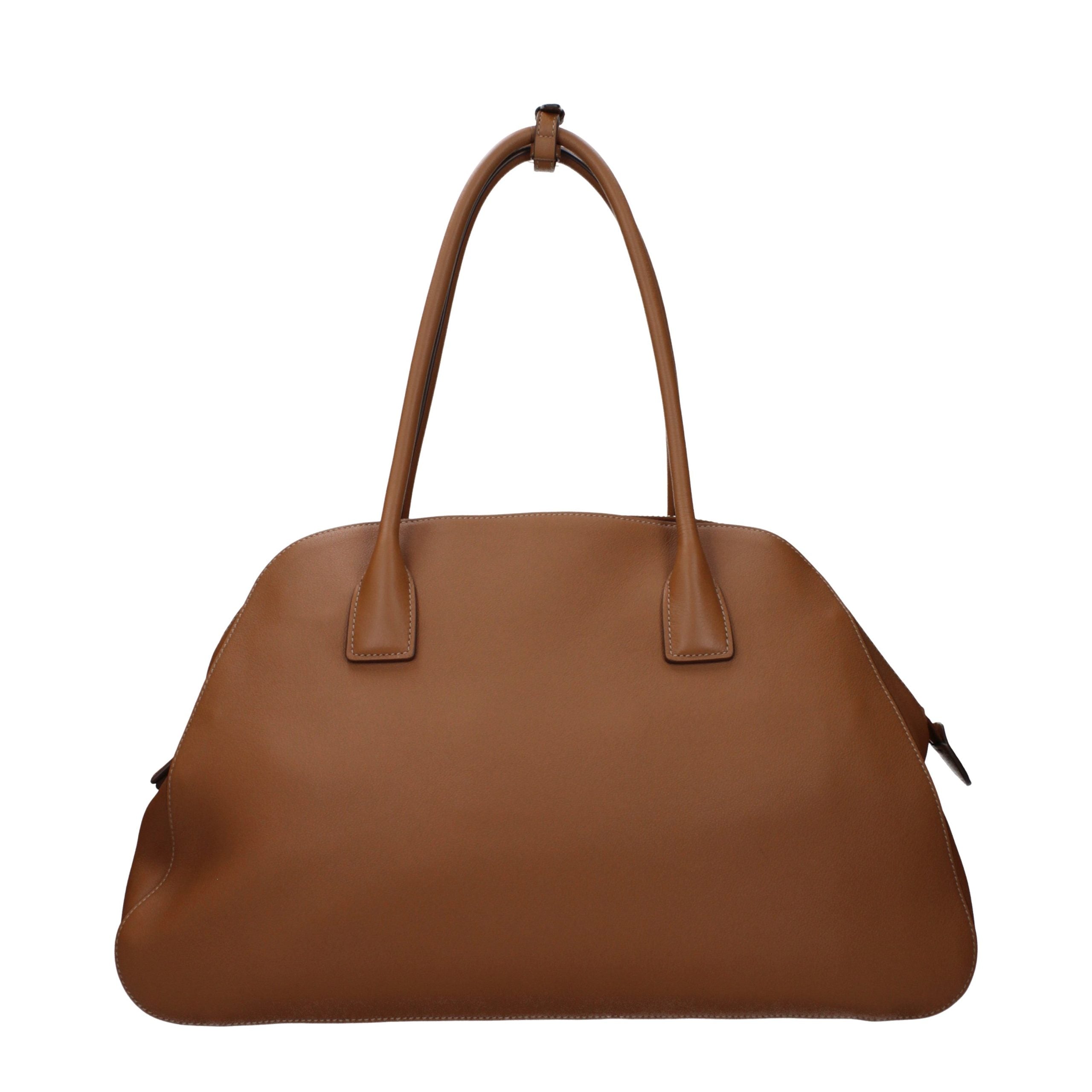 Prada Bruinleer Discreet logo Schoudertas