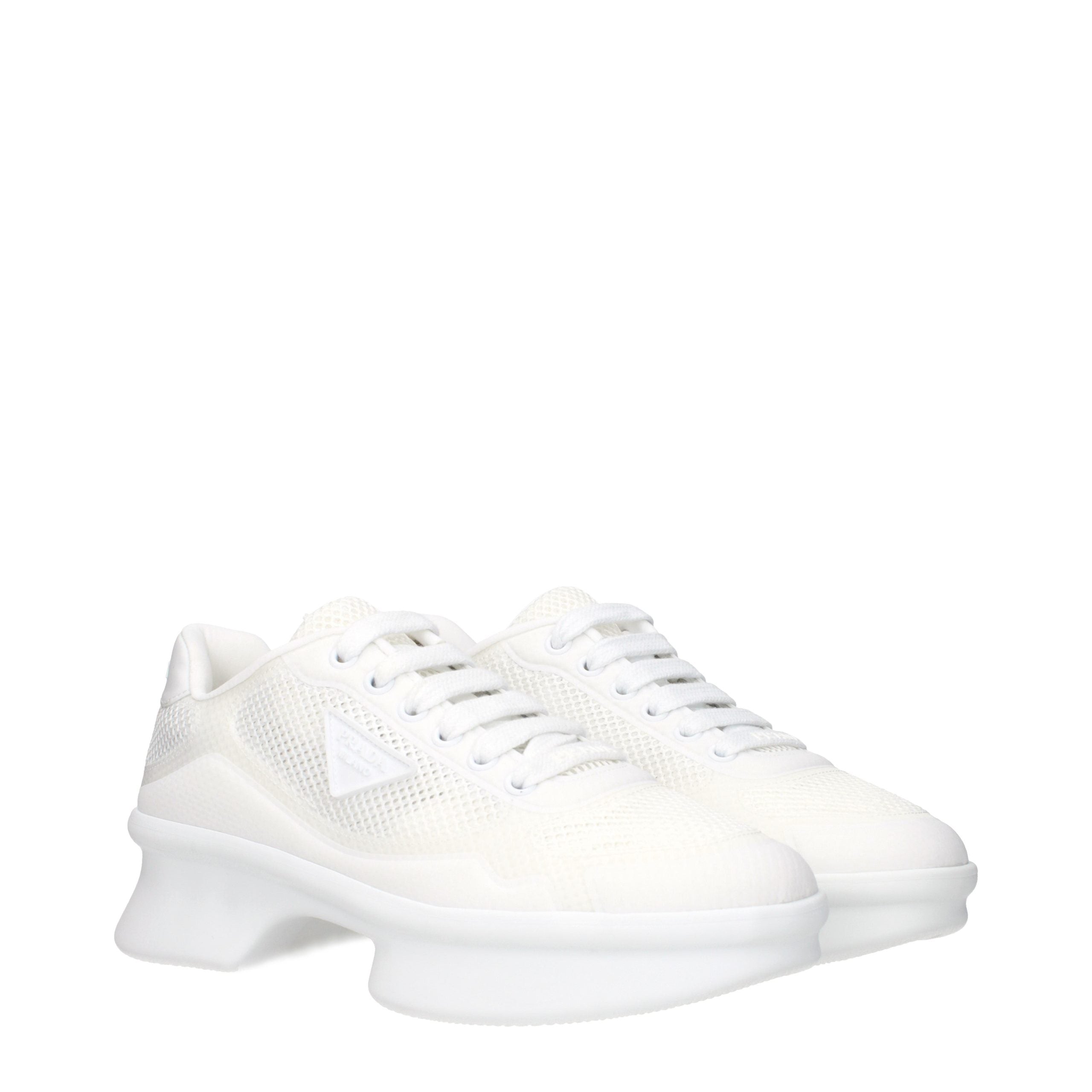 Prada Witte Textiel Sneakers met Logo Details