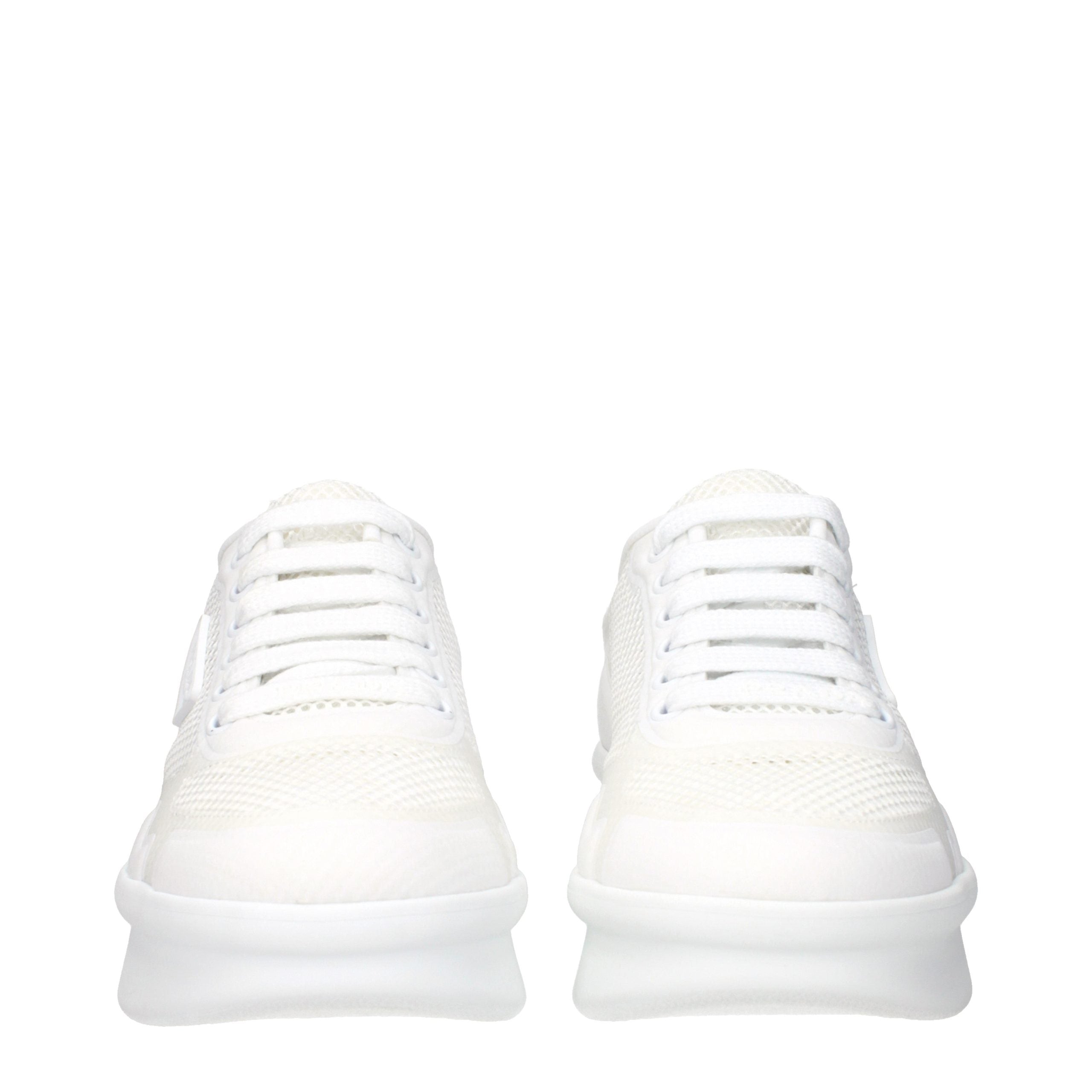 Prada Witte Textiel Sneakers met Logo Details
