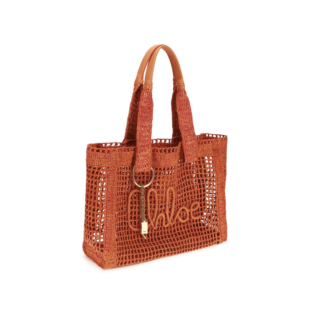 Chloé East-West Summer Banana Tote Bag Raffia Multicolor