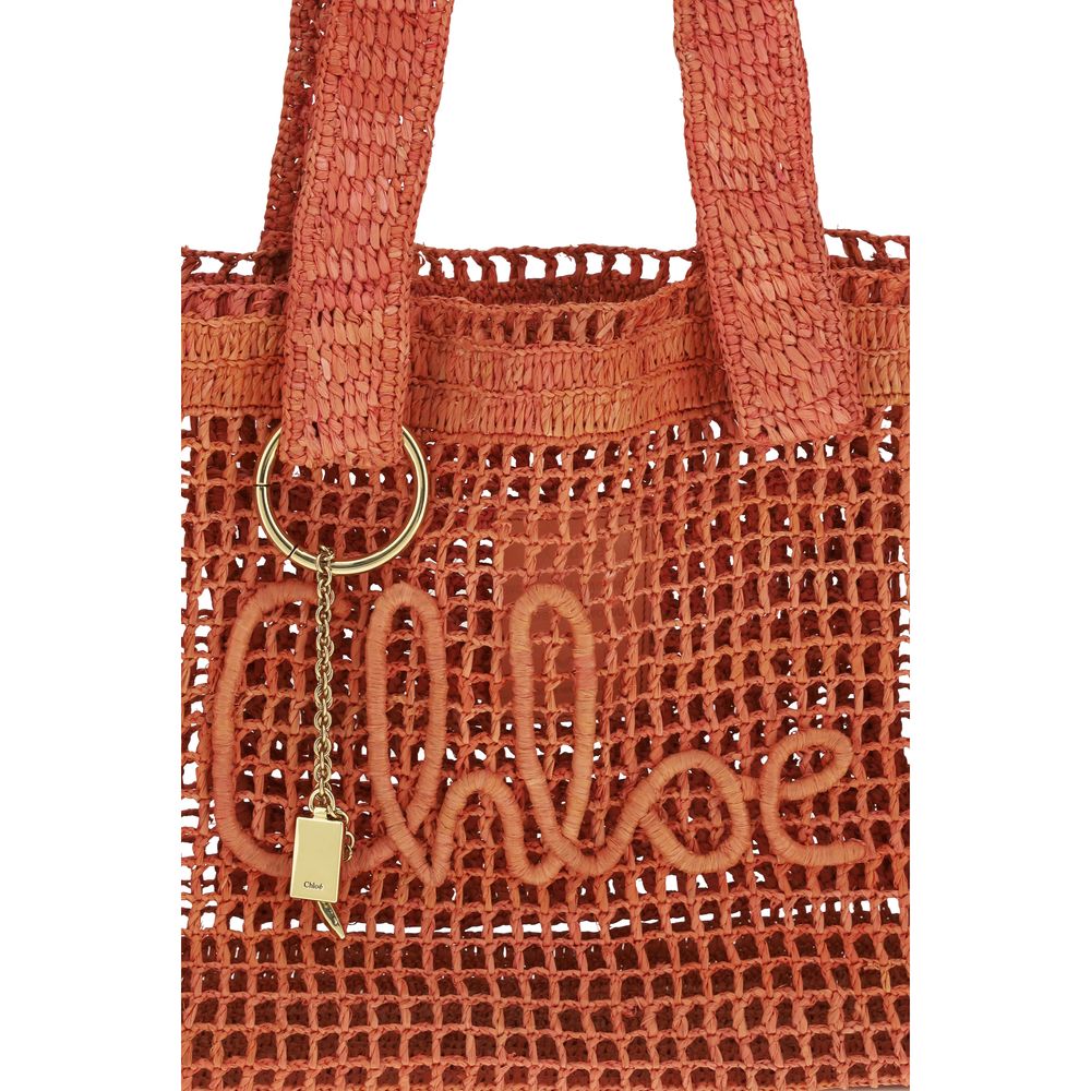 Chloé East-West Summer Banana Tote Bag Raffia Multicolor
