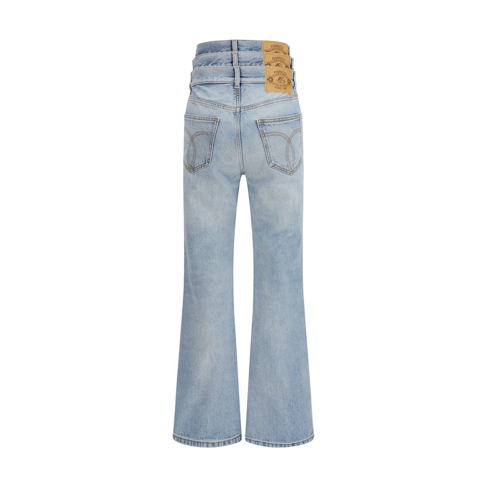Fiorucci kobaltblauw katoenen flared couture jeans
