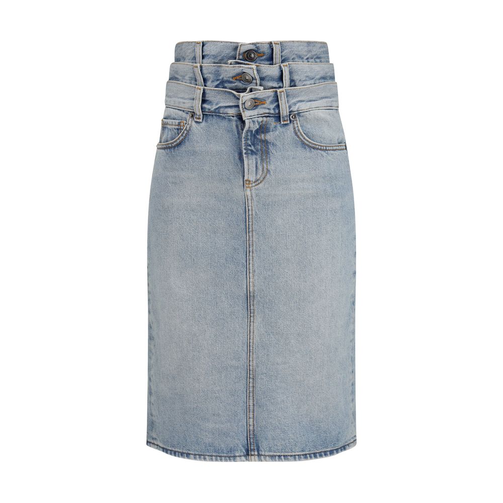 Fiorucci blue denim triple-layered high-waisted skirt