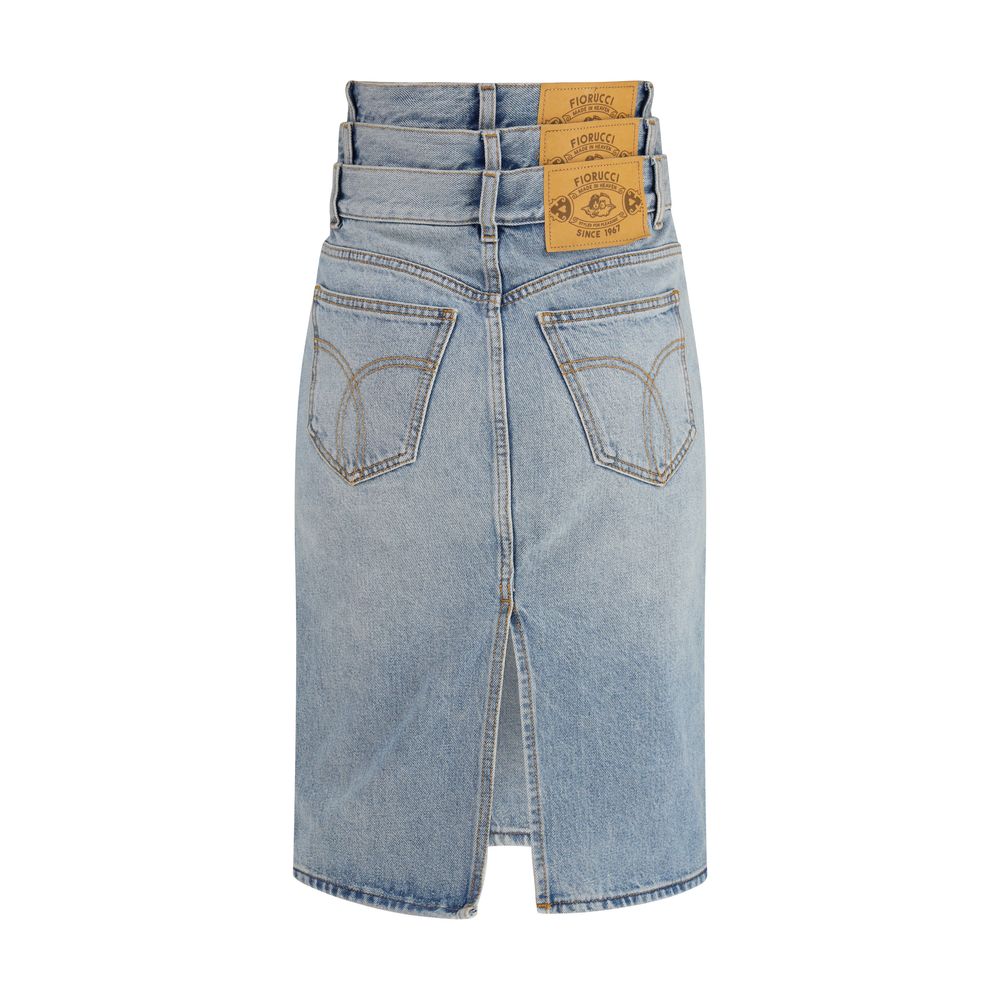 Fiorucci blue denim triple-layered high-waisted skirt
