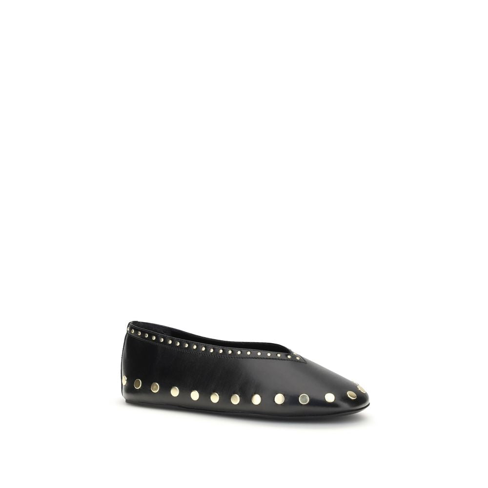 Ganni jenny ballerinas goudkleurige studs signature