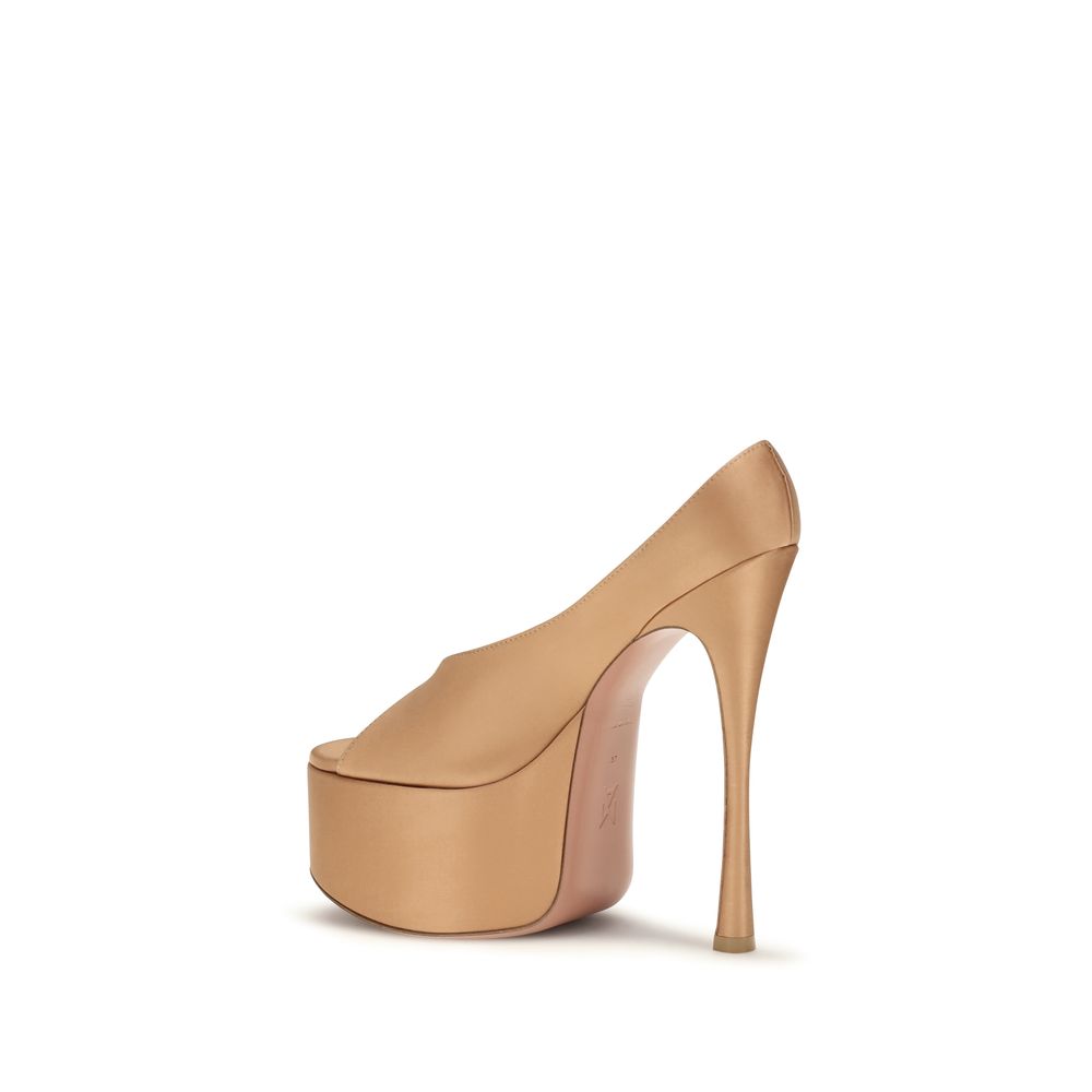 Amina Muaddi Anok Plateau Beige Platform Pumps Voor Dames