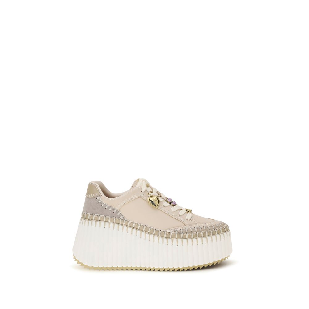 Chloé Nama Wedge Platform Leather Sneakers