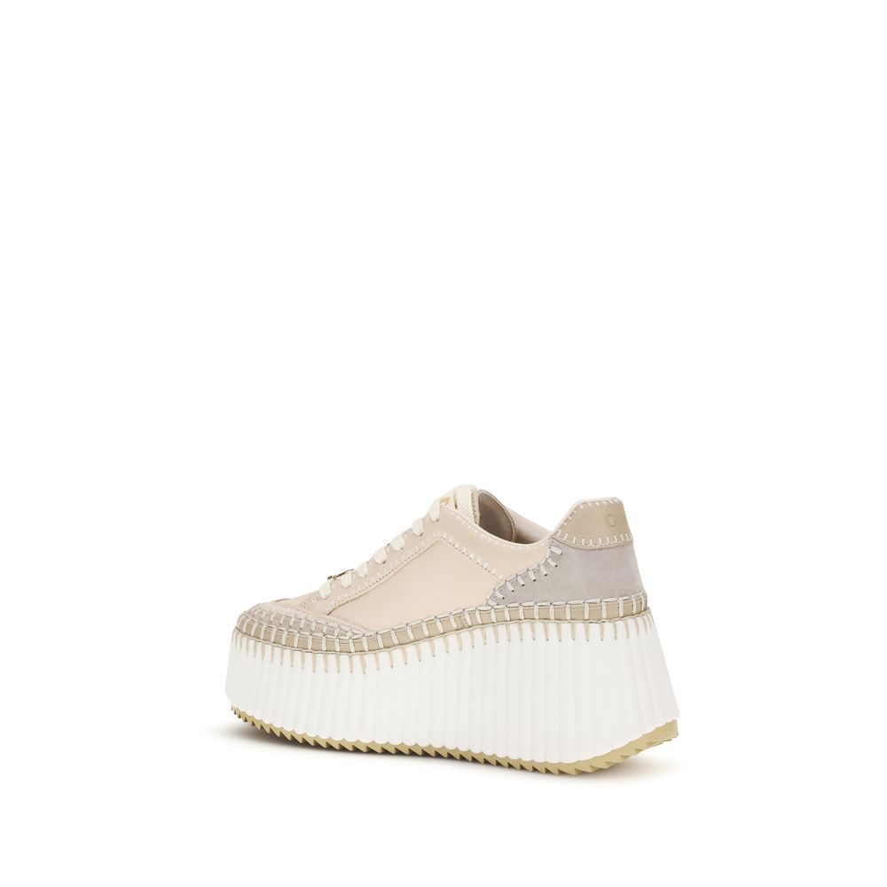 Chloé Nama Wedge Platform Leather Sneakers