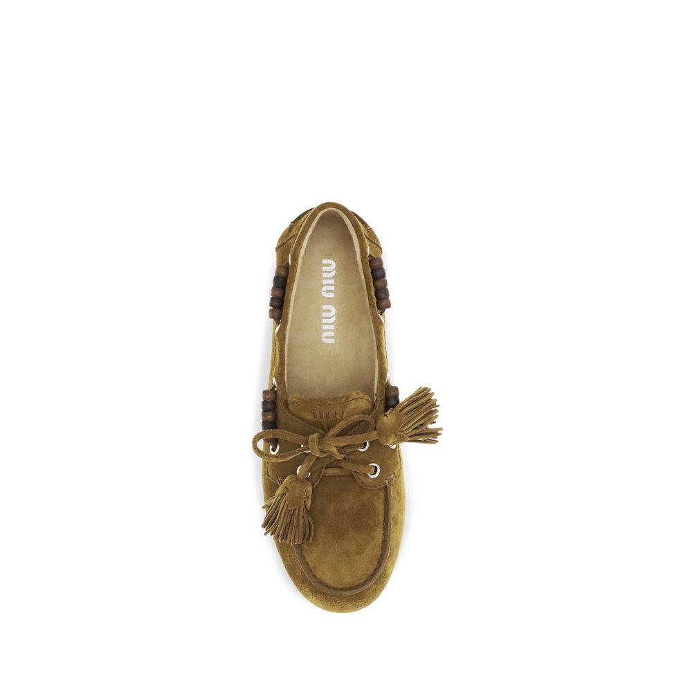 Miu Miu Beige Kalfsleder Taurus Loafers