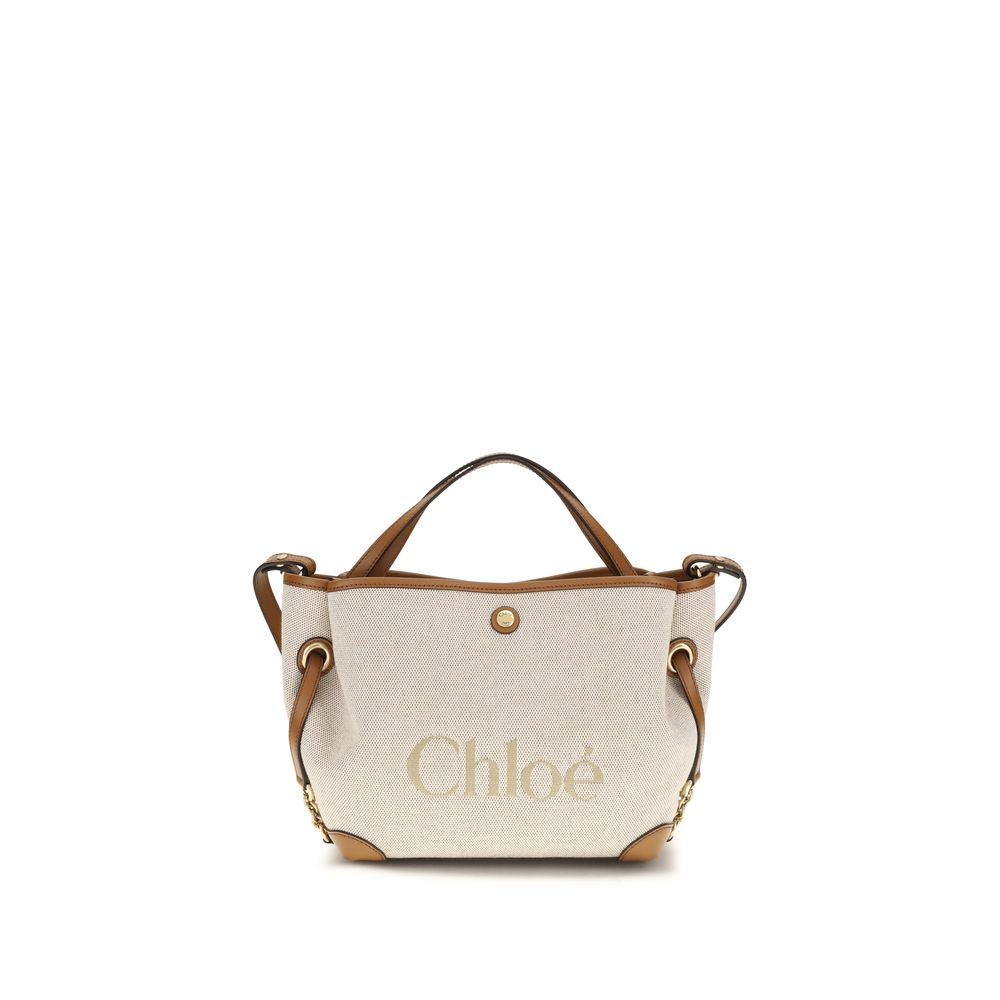 Chloé clover schoudertas beige katoen jacquard textiel