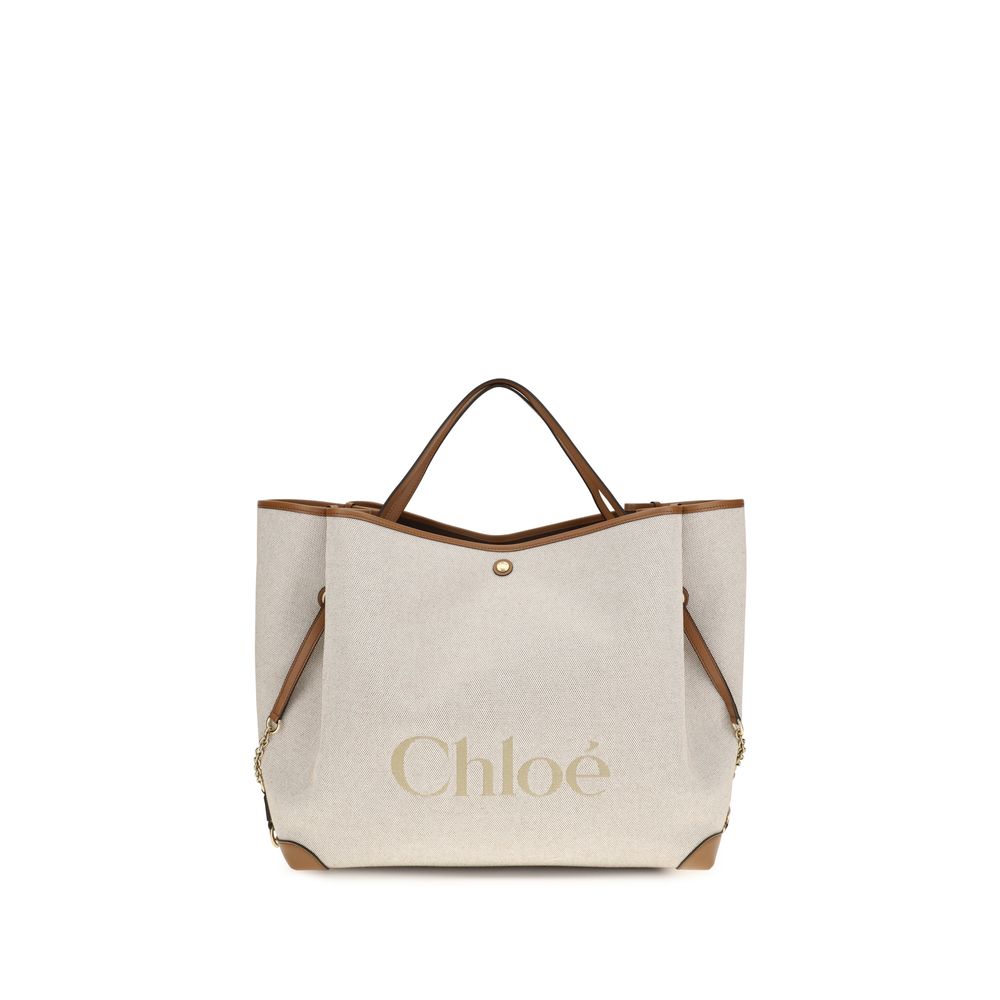 Chloé Carryall Tote Beauchamp Luxe Edition Beige Canvas