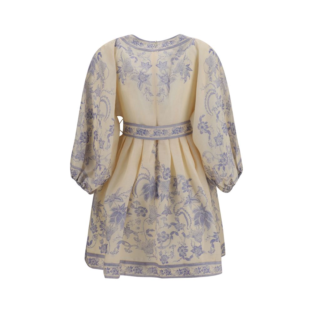 Zimmermann Indra Plunge Architectural Linenfabric Dress