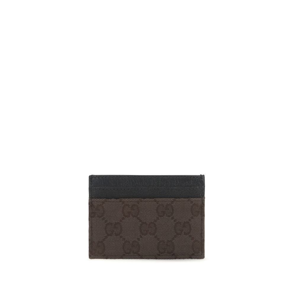 Gucci GG Canvas Card Holder met Leren Details
