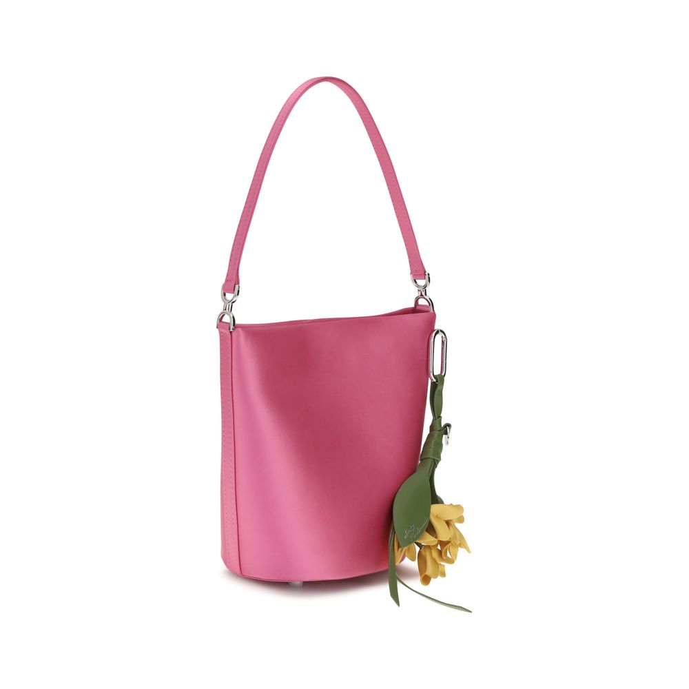 Self-Portrait multicolor satin reversible bucket bag