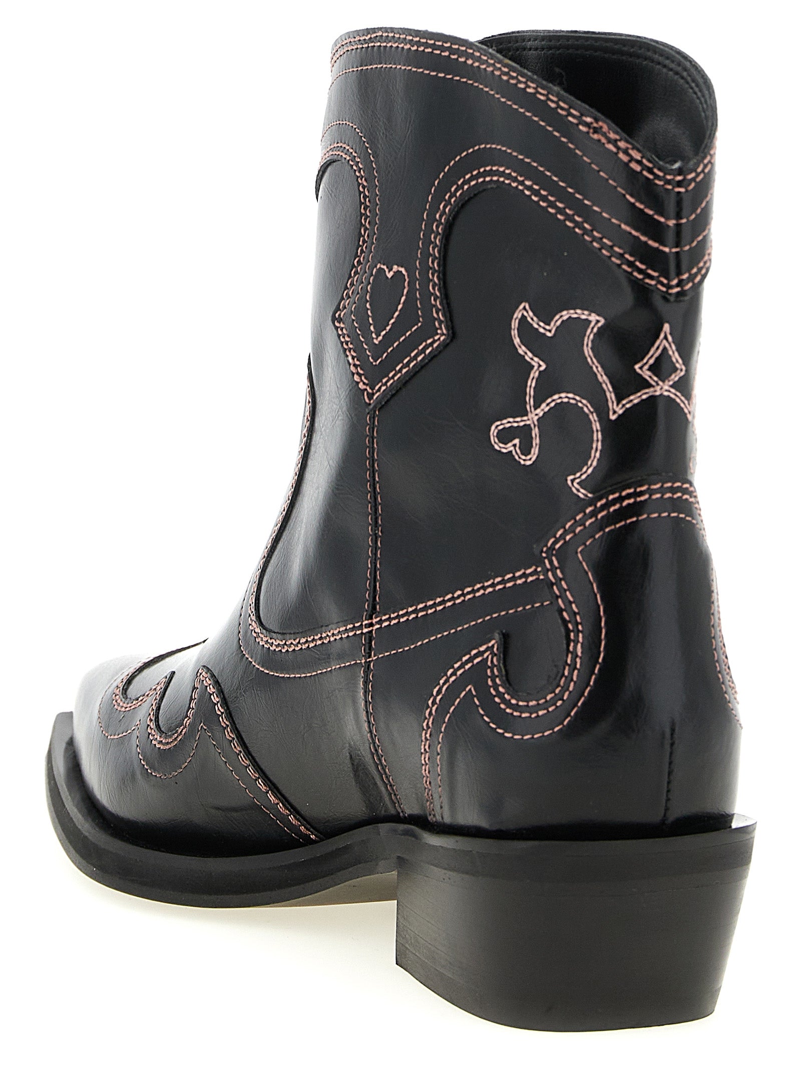 Ganni Low Shaft Embroidered Western Boots