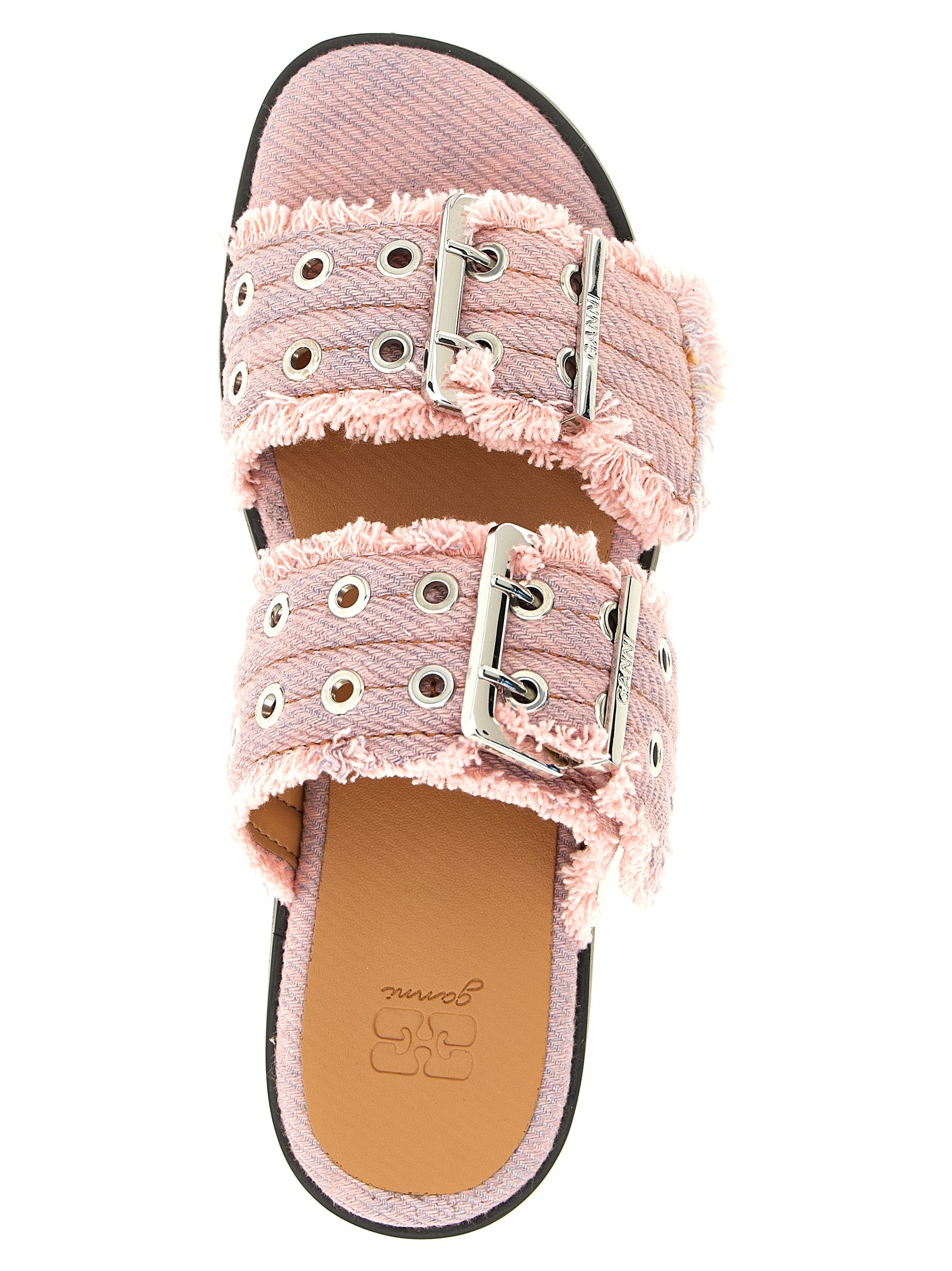 Ganni Feminine Buckle Fringed Embellishment Sandals