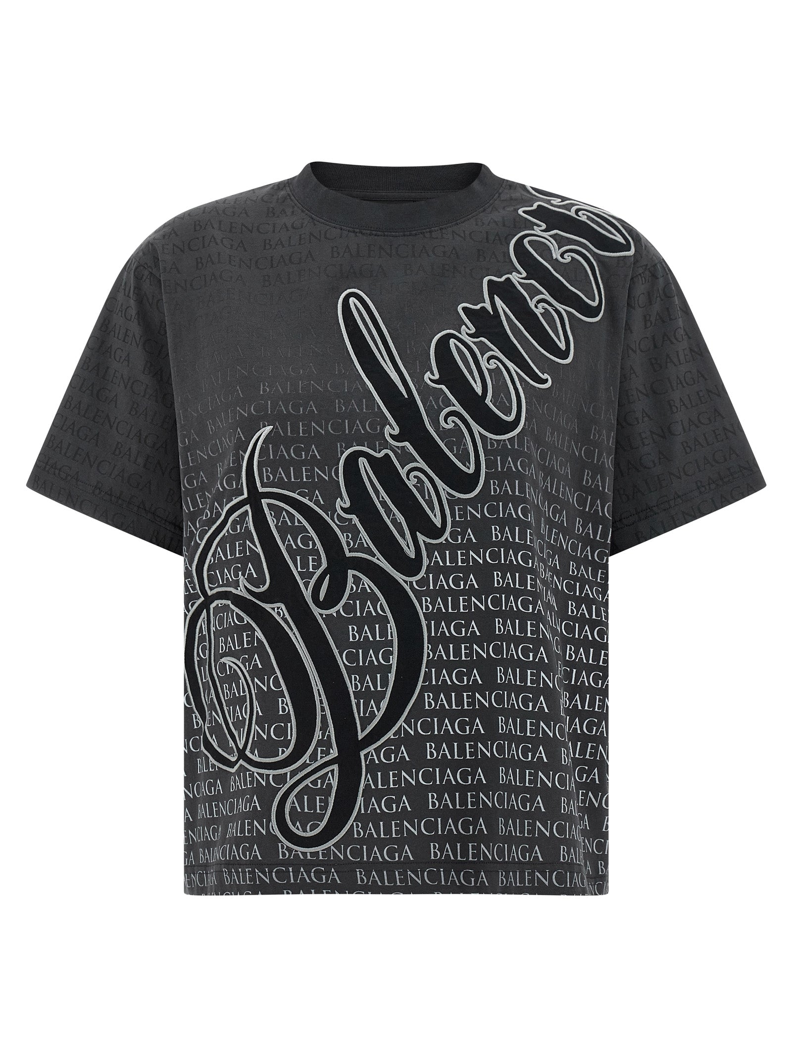 Balenciaga + Logo Embroidered Monogram Signature + T-Shirt