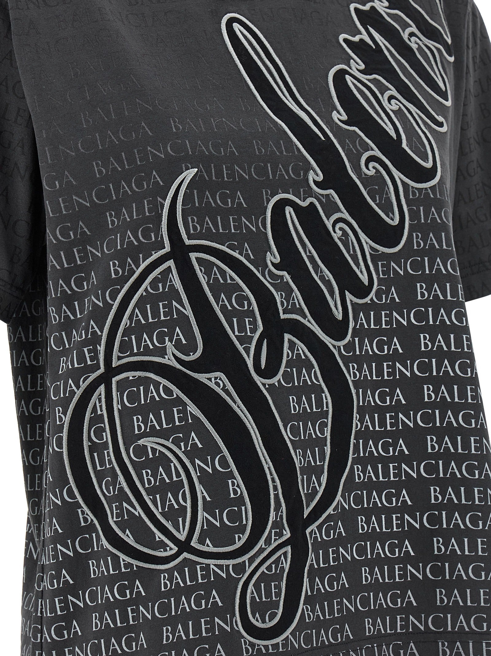 Balenciaga + Logo Embroidered Monogram Signature + T-Shirt