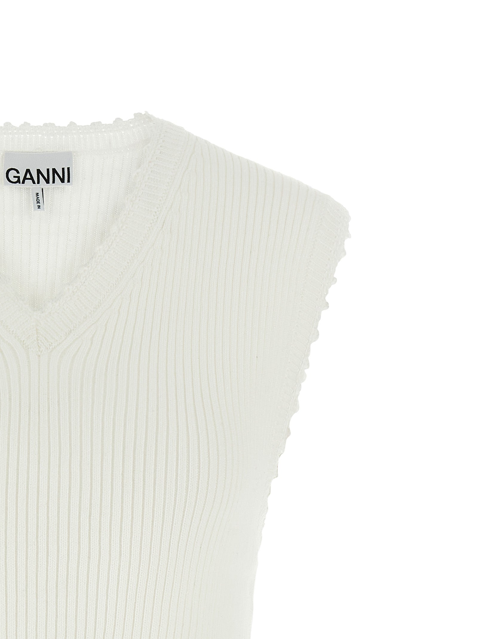 Ganni Crochet Knitted Ribbed top