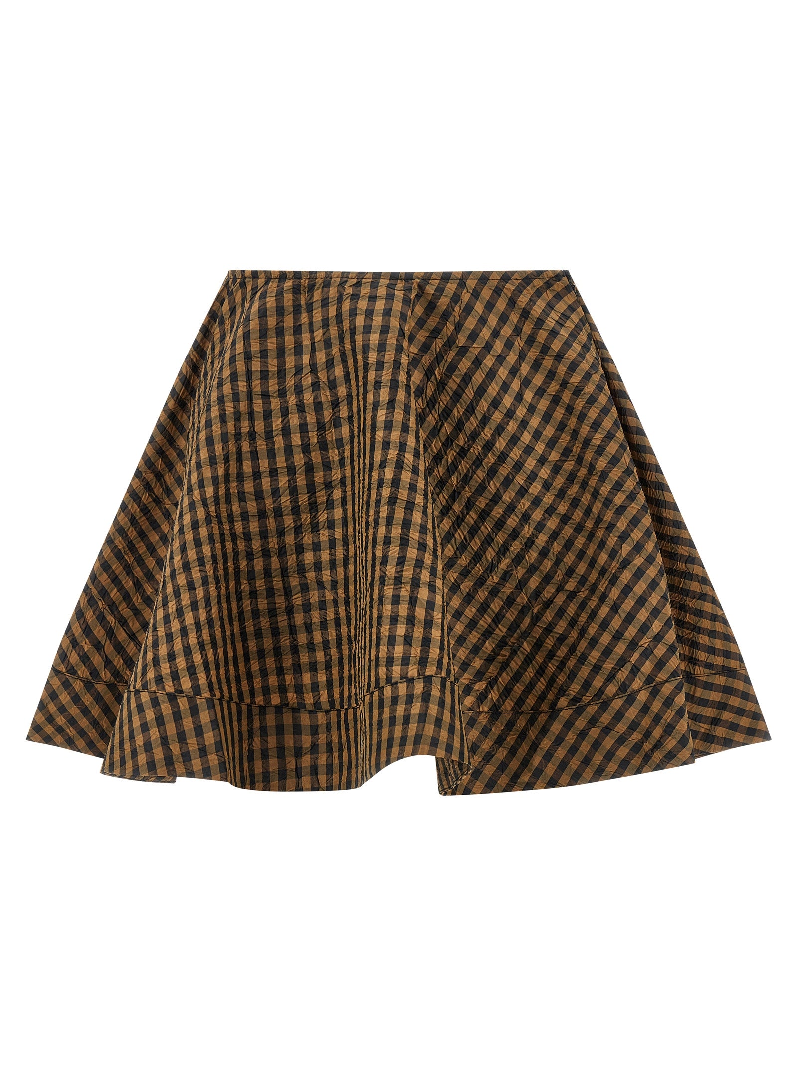 Ganni Wheel Crinkled Check Skirt