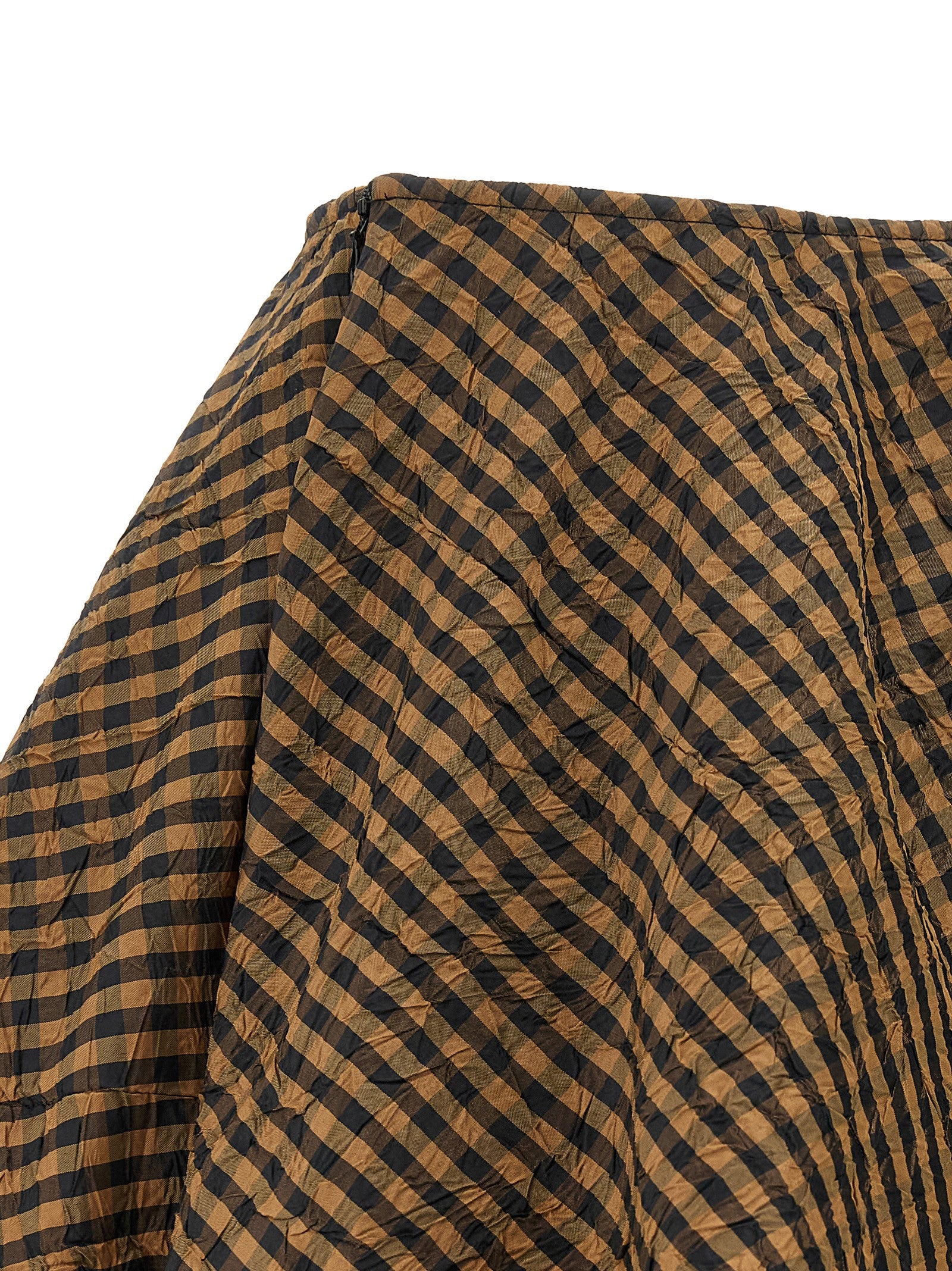 Ganni Wheel Crinkled Check Skirt