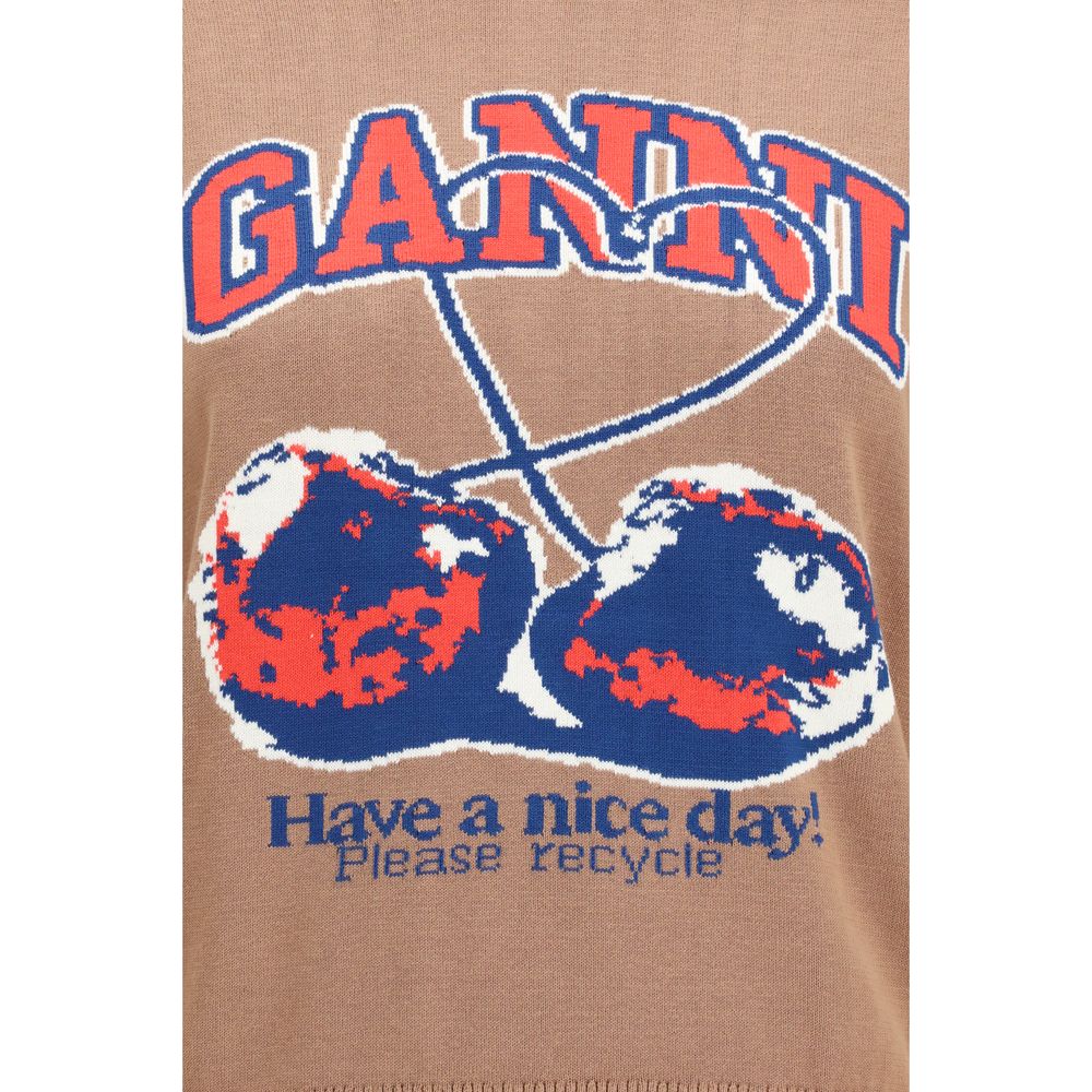 Ganni Cherry Print Signature Extravagant Sweatshirt