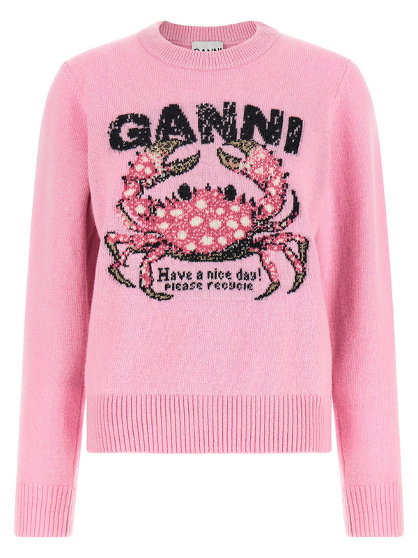 Ganni Crab Logo Embroidered Sweatshirt