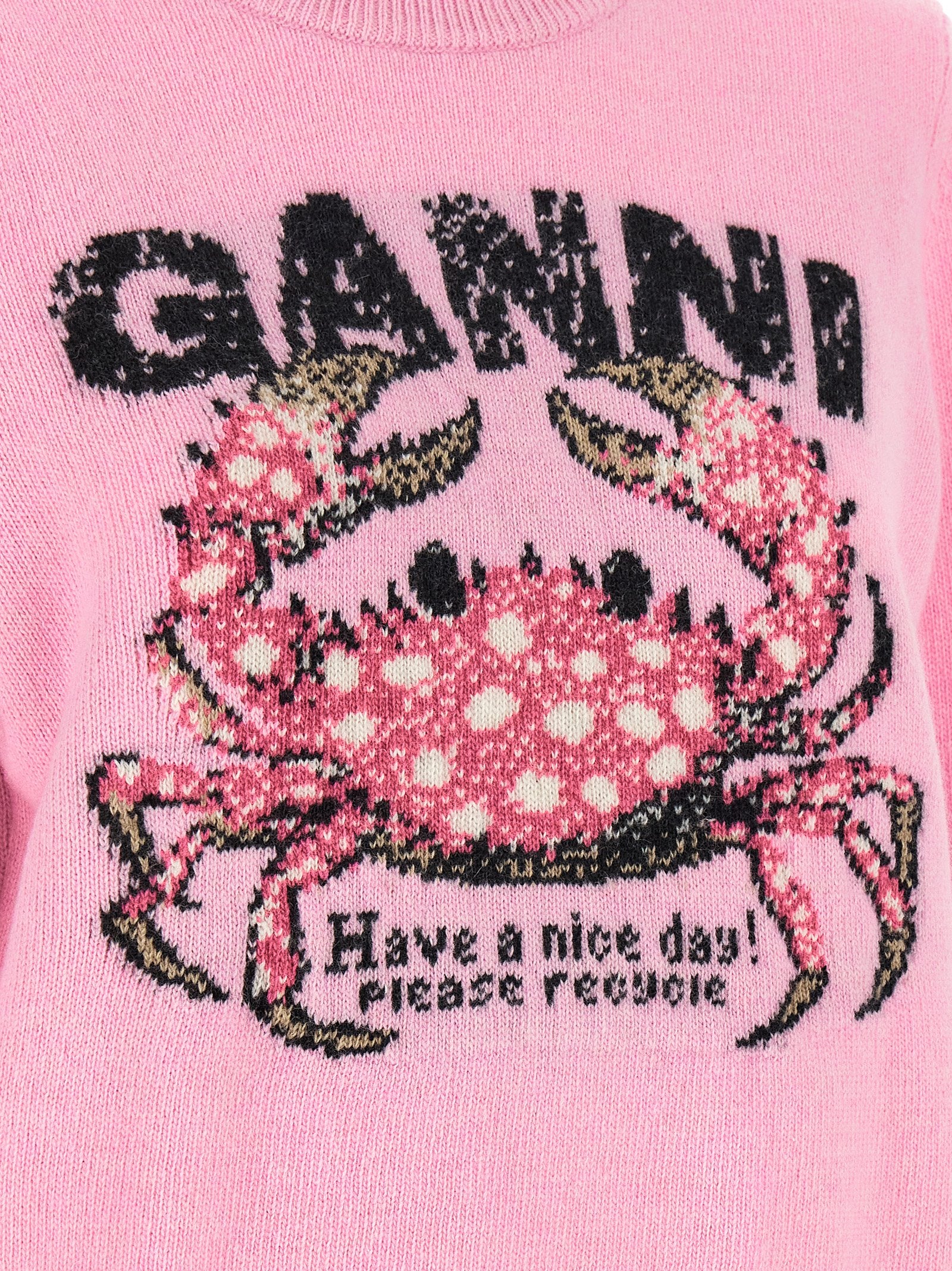 Ganni Crab Logo Embroidered Sweatshirt