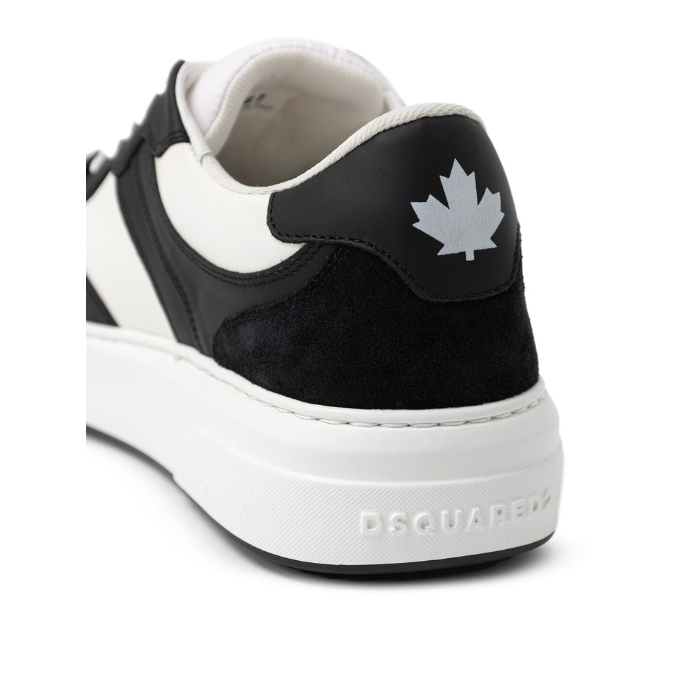 Dsquared² Black And White Leather Athletic Sneakers Dsquared²