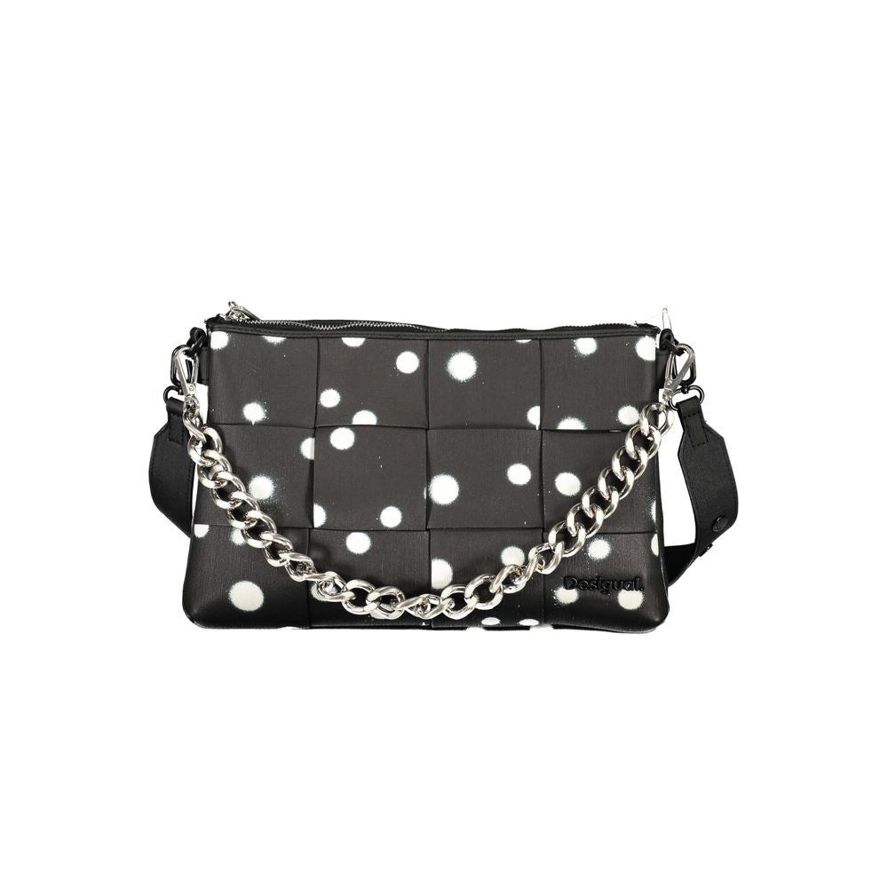 Desigual Polka Dot Bag Handtas Zwart Met Afneembare Schakelketting