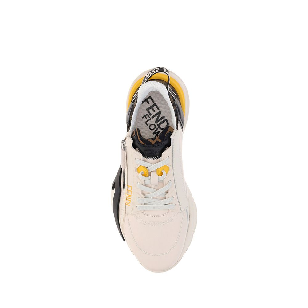 Fendi White Calf Leather Bos Taurus Athletic Sneakers Fendi