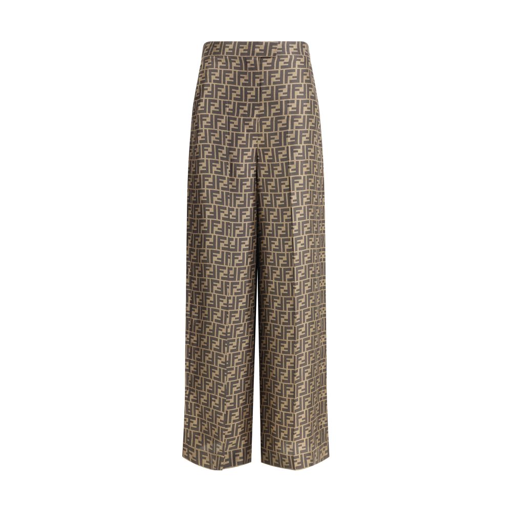 Fendi ff monogram silk palazzo broek