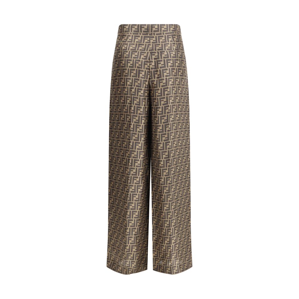 Fendi ff monogram silk palazzo broek