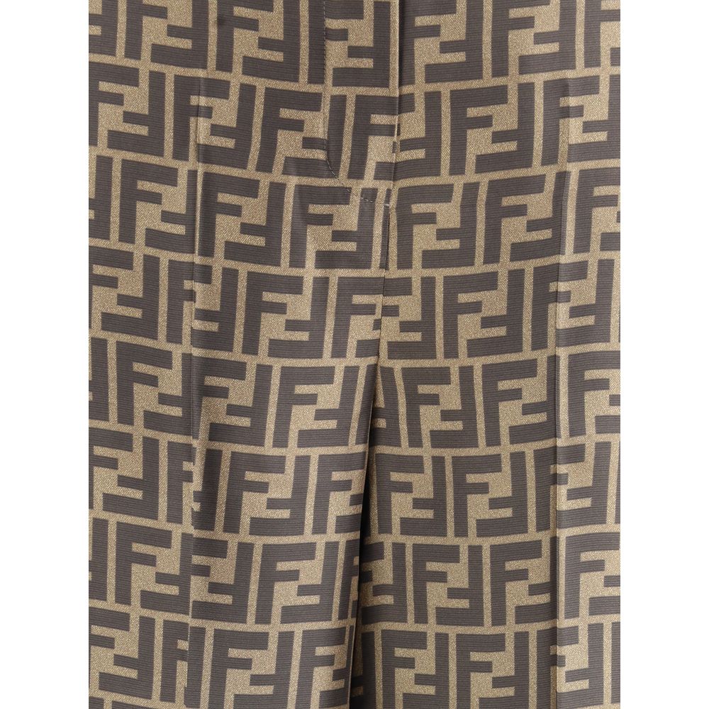 Fendi ff monogram silk palazzo broek
