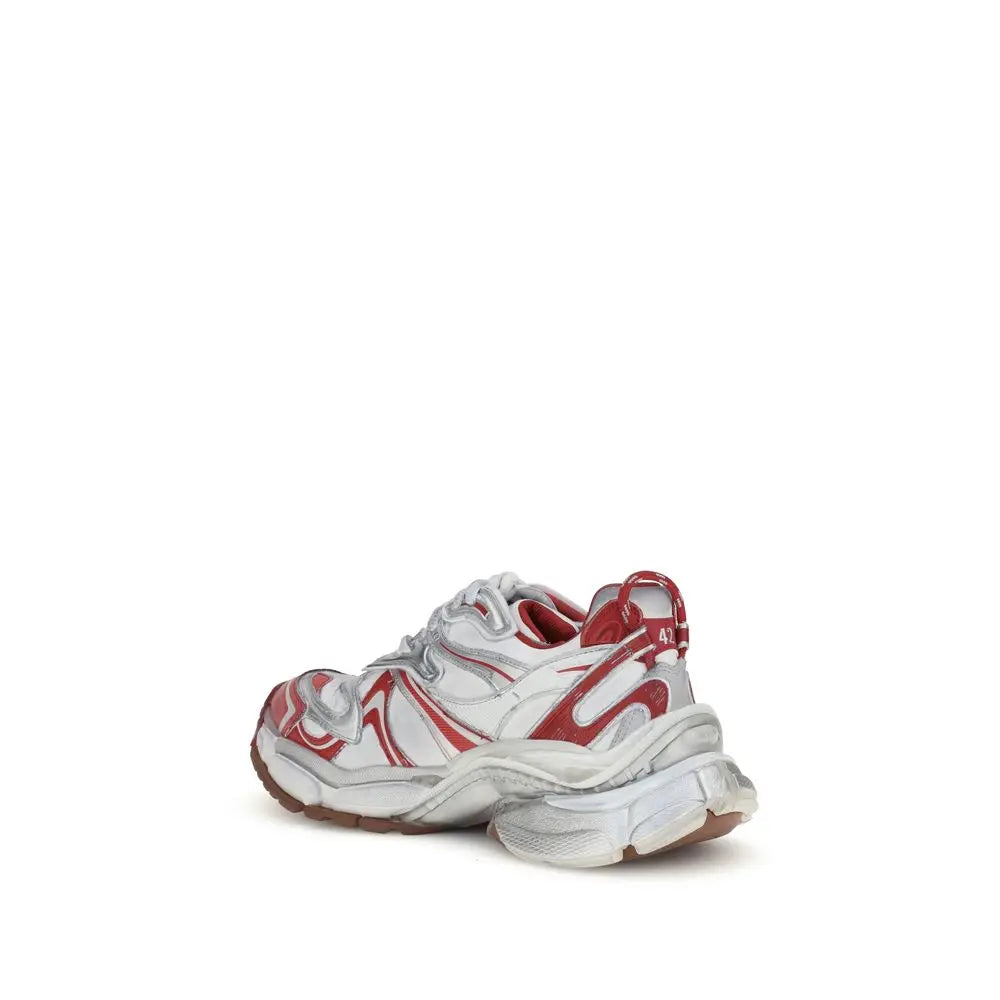 Balenciaga Runner 2 Red & White Mesh and Leather Sneakers Balenciaga
