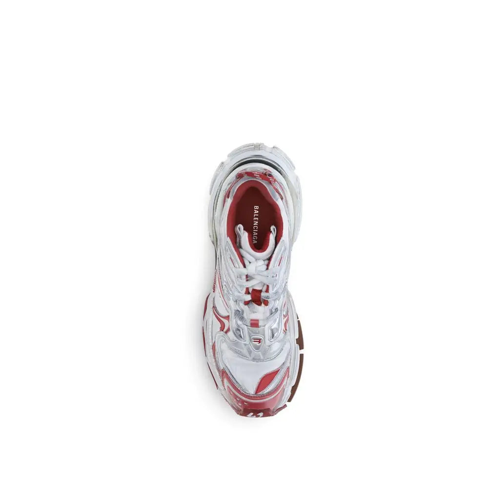 Balenciaga Runner 2 Red & White Mesh and Leather Sneakers Balenciaga