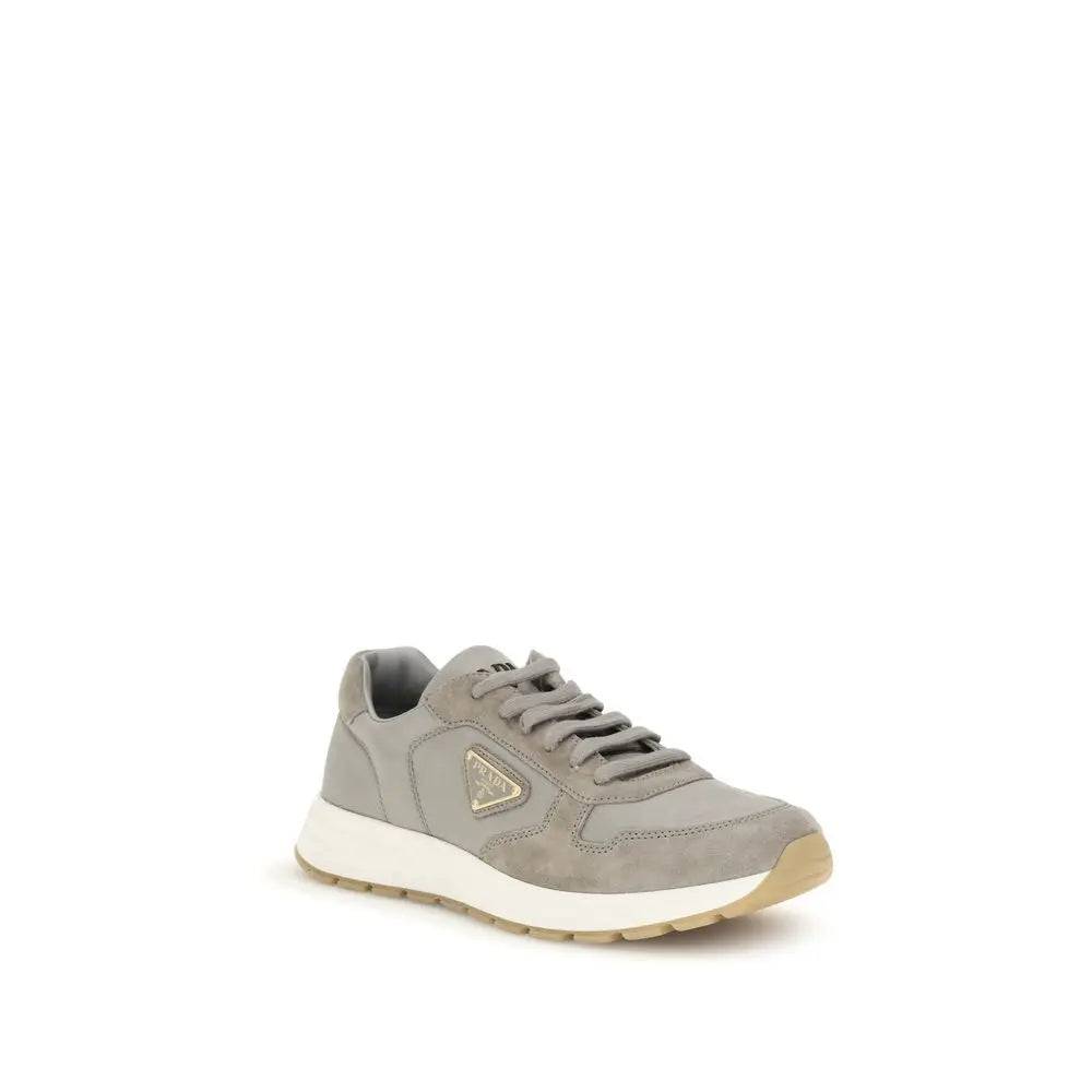 Prada Prax 01 Grey Re-Nylon Sneakers with Enameled Triangle Logo Prada